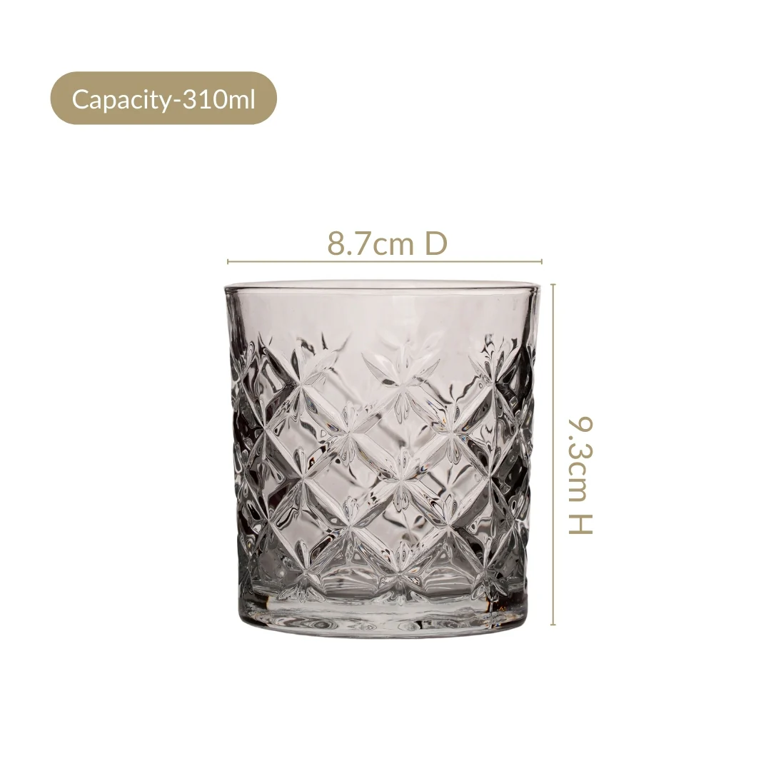 Luxury Whiskey Glass Crosshatch Pattern Set Of 6 310ml - Image 5