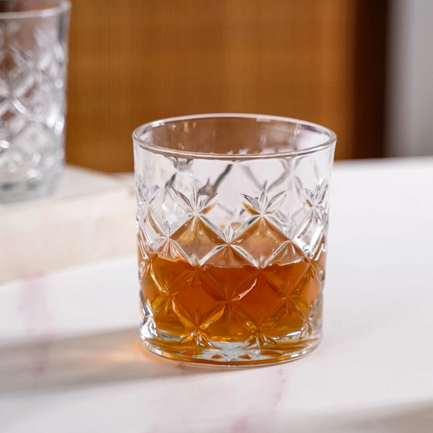 Luxury Whiskey Glass Crosshatch Pattern Set Of 6 310ml - Image 7