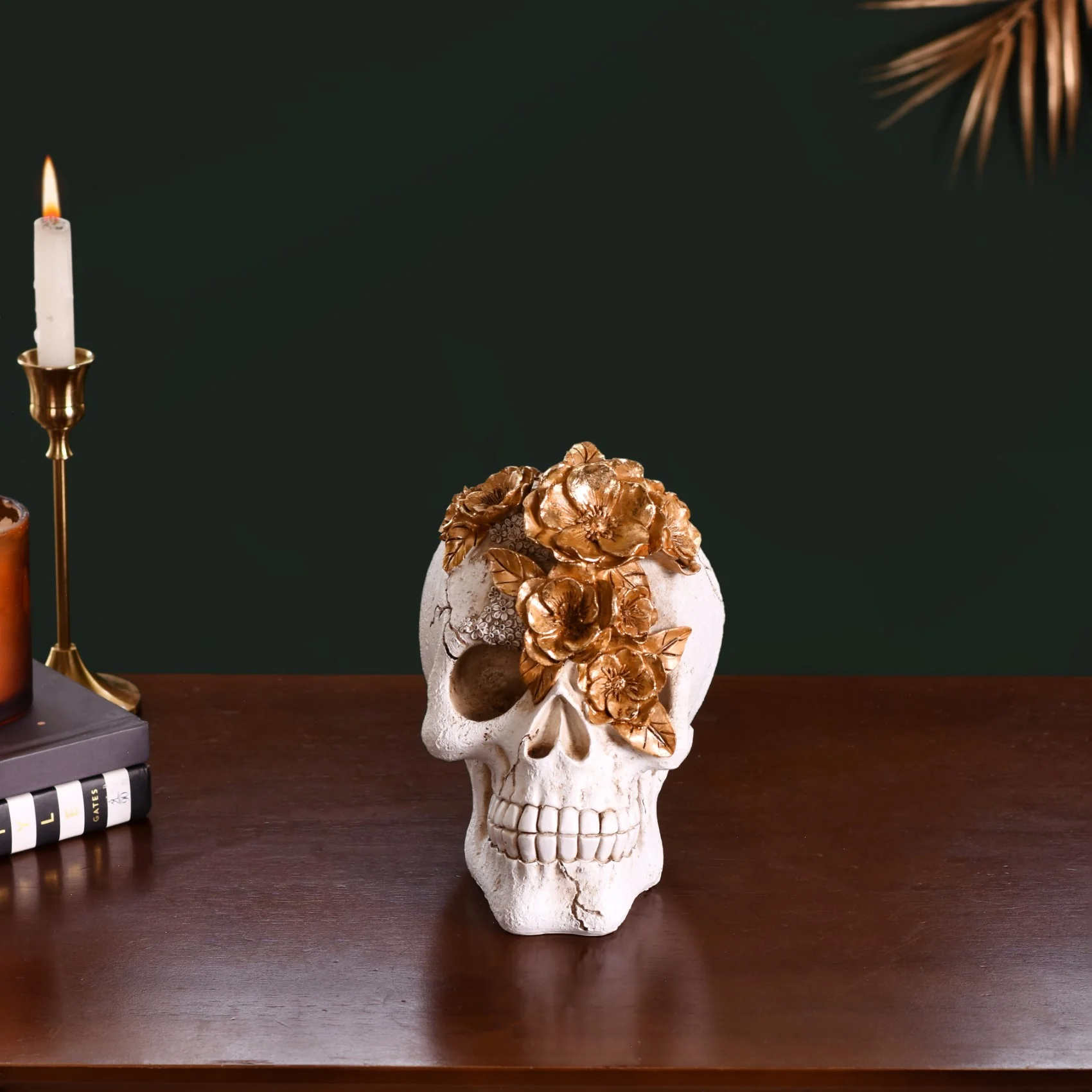 Macabre Skull And Flowers Showpiece For Home Decor - Image 6