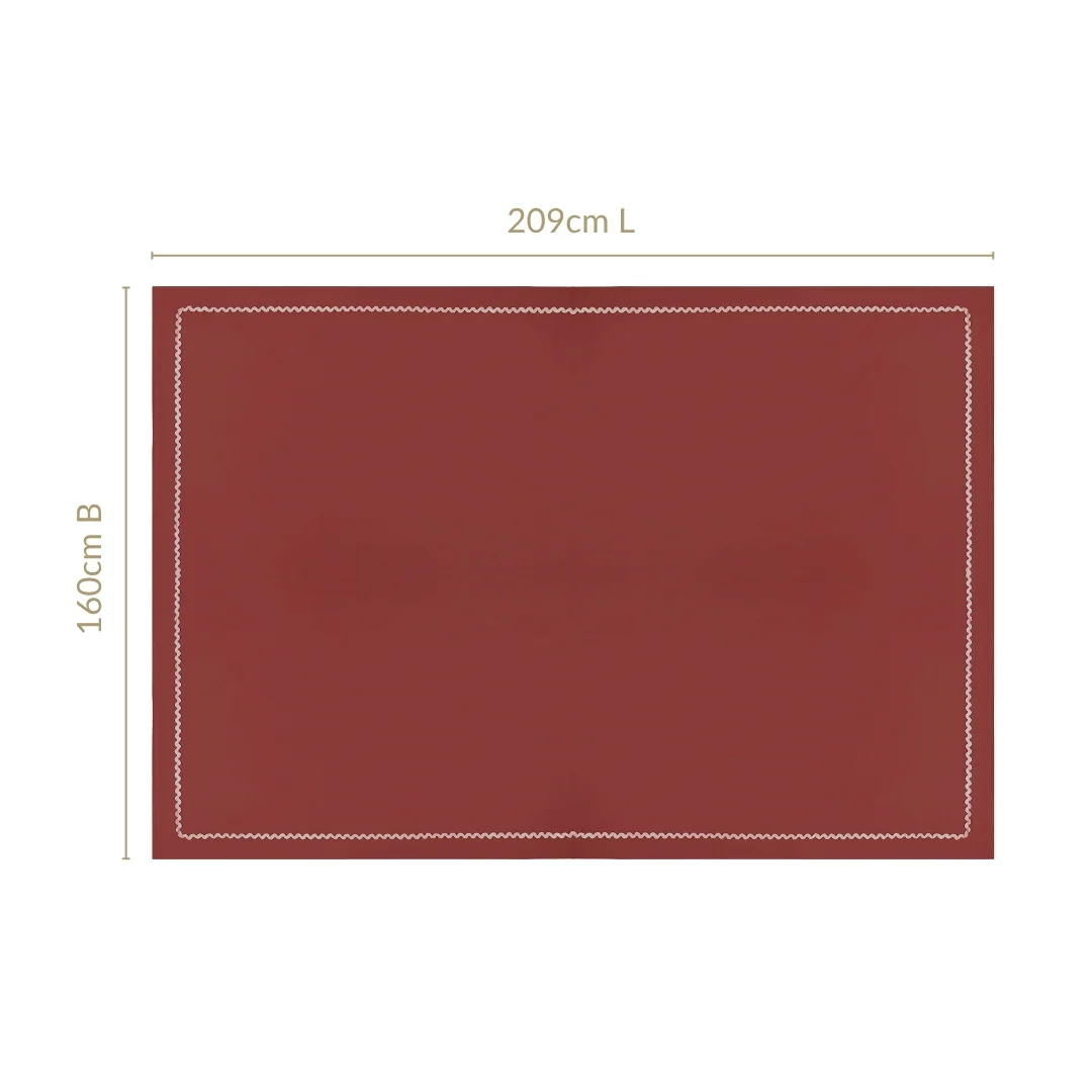 Madeline 6 Seater Cotton Tablecloth With Rick Rack Maroon 209x160cm - Image 4