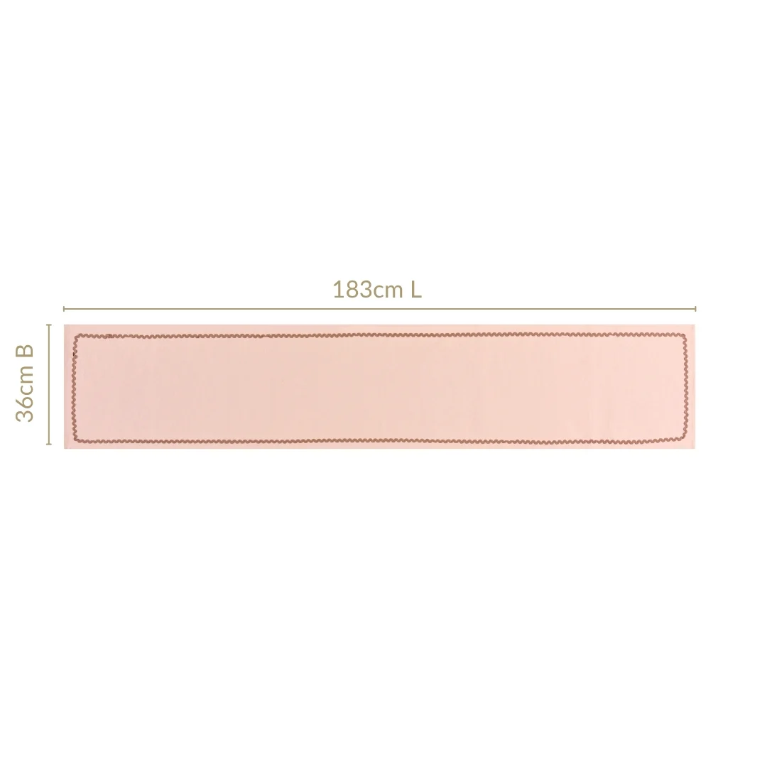 Madeline Rick Rack Cotton Table Runner Peach 183x36cm - Image 3