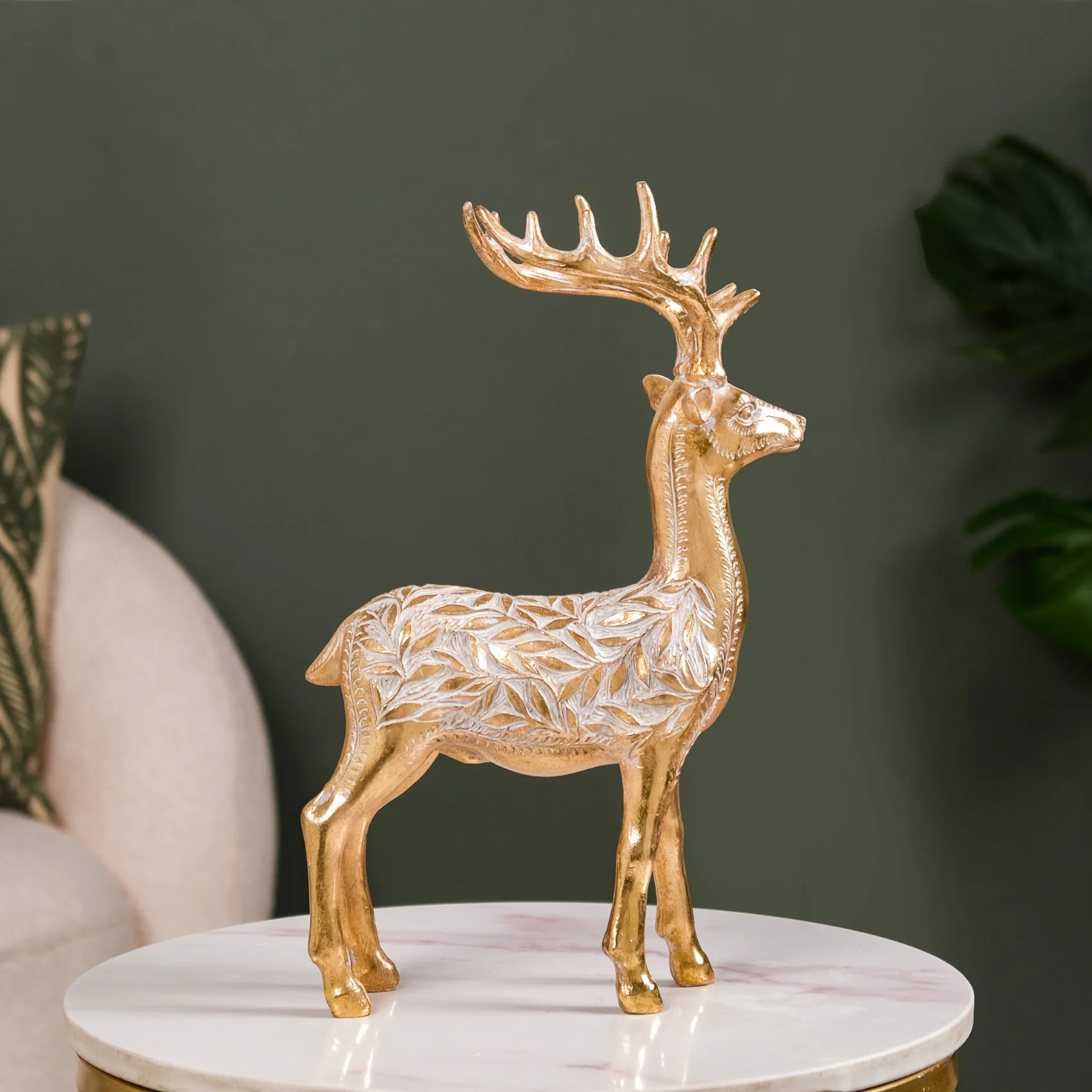 Majestic Gold Deer Showpiece For Home Decor - Image 3