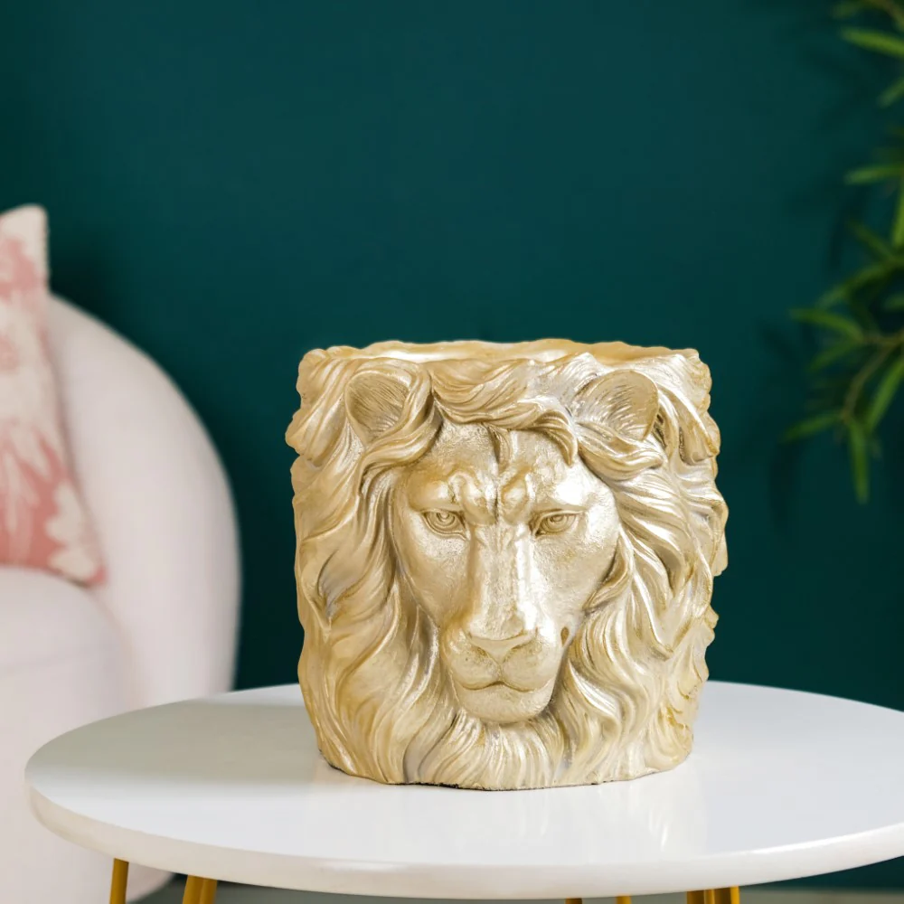 Majestic Lion Mane Resin Pot For Room Decor - Image 4