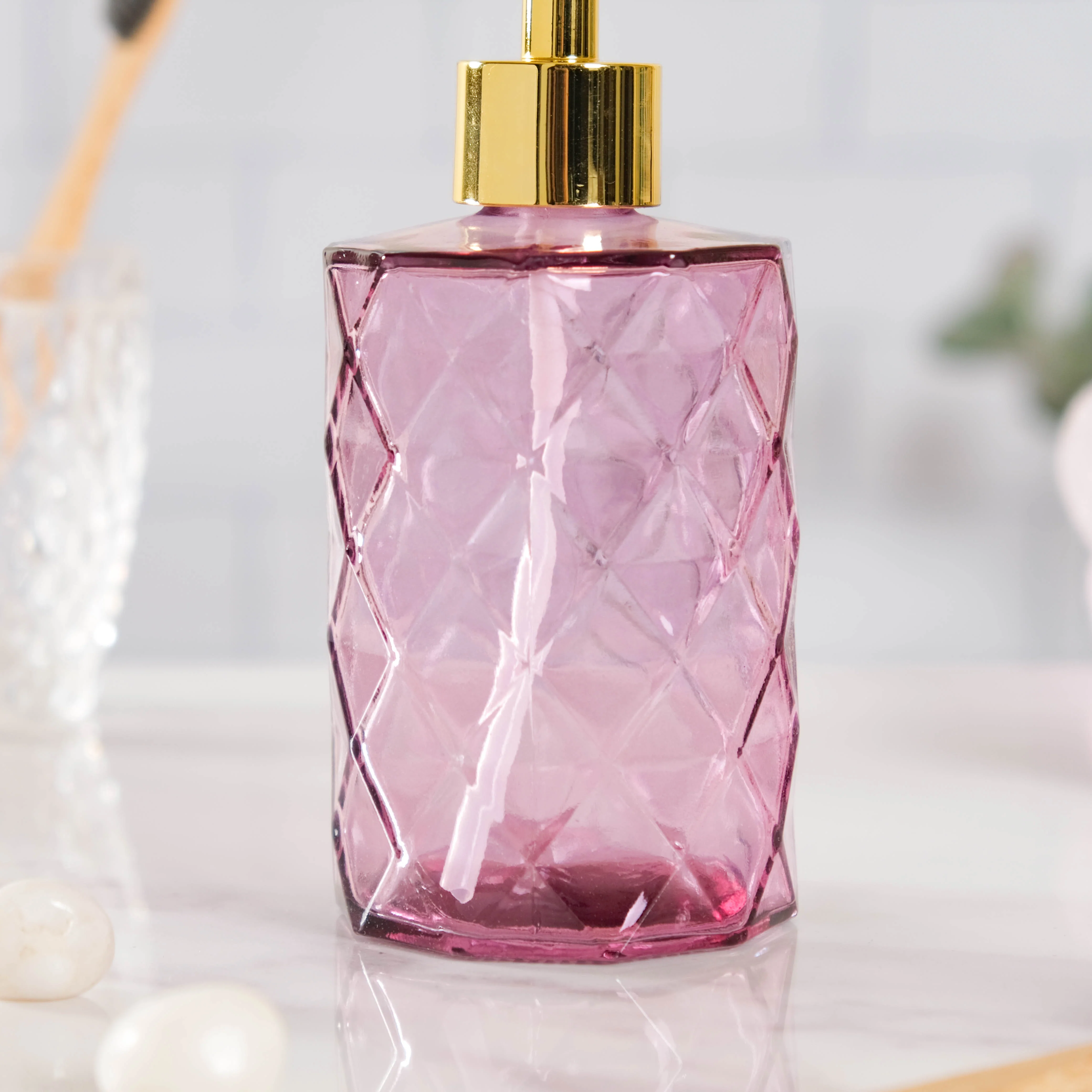 Majestic Purple Textured Glass Dispenser With Nozzle - Image 3