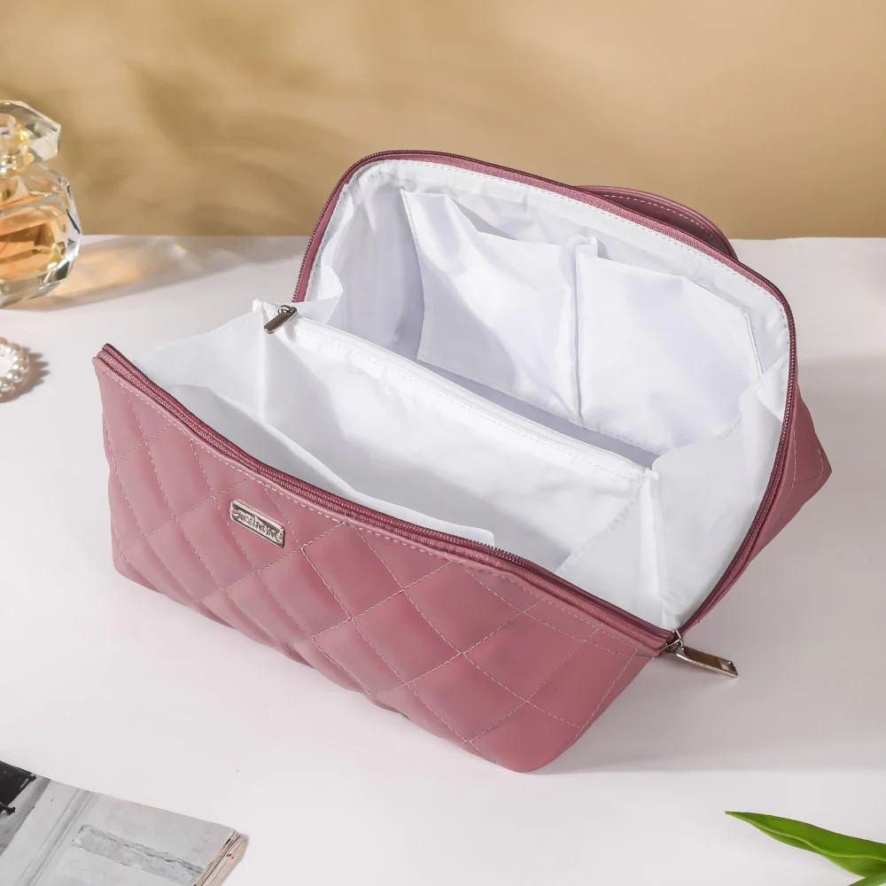Makeup Pouch Organiser Pink Large Capacity - Image 3