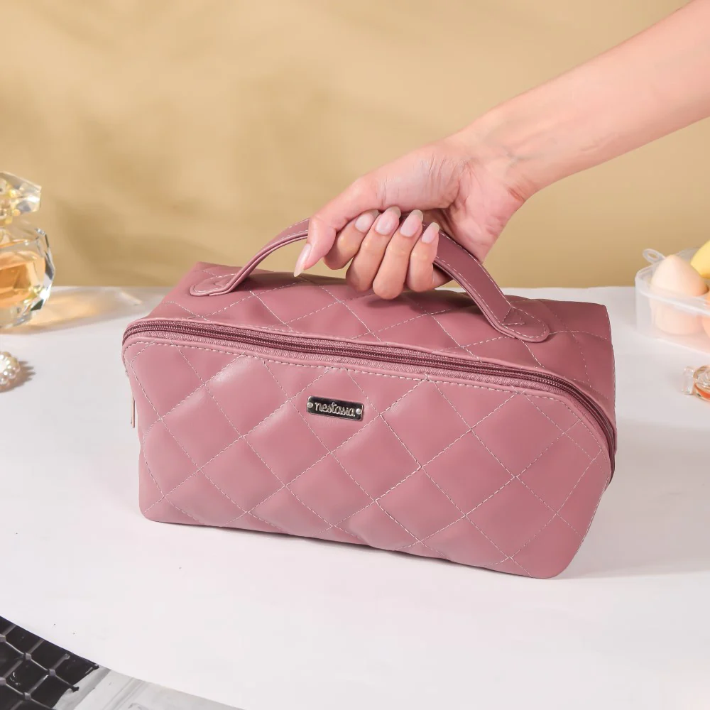 Makeup Pouch Organiser Pink Large Capacity - Image 5