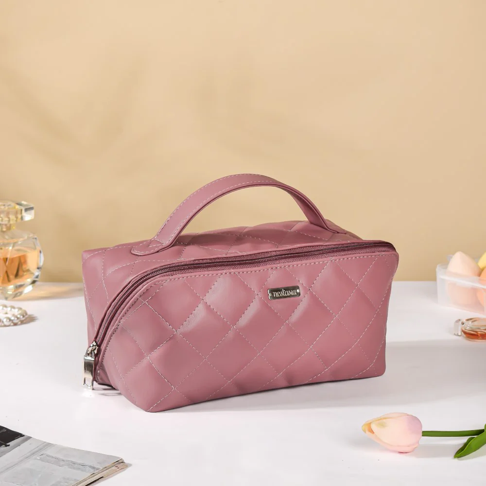 Makeup Pouch Organiser Pink Large Capacity - Image 9