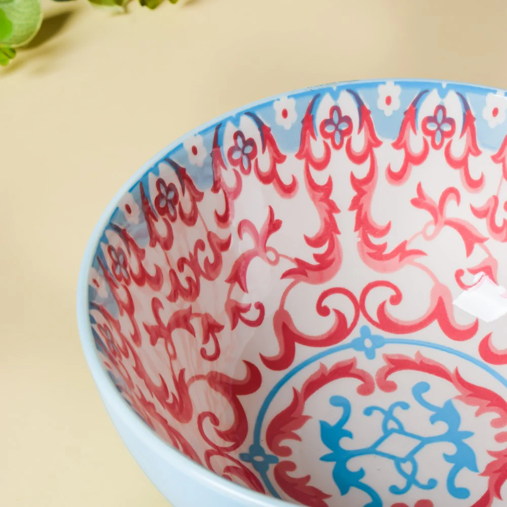 Mandala Ceramic Snack Bowl Blue 400ml Set Of 2 - Image 6