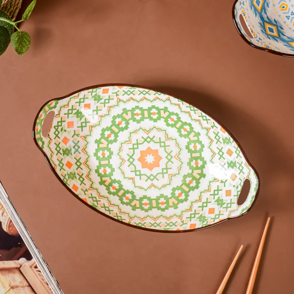 Mandala Green Criss-Cross Baking Plate With Handle - Image 4