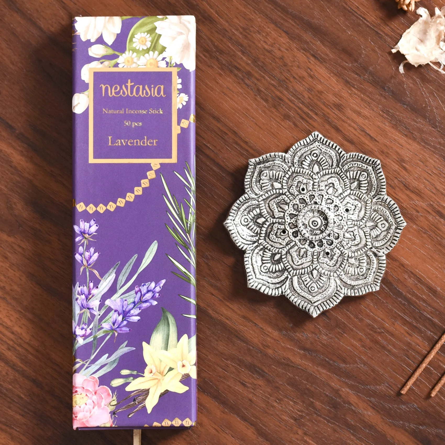 Mandala Incense Holder With Lavender Incense Sticks - Image 2