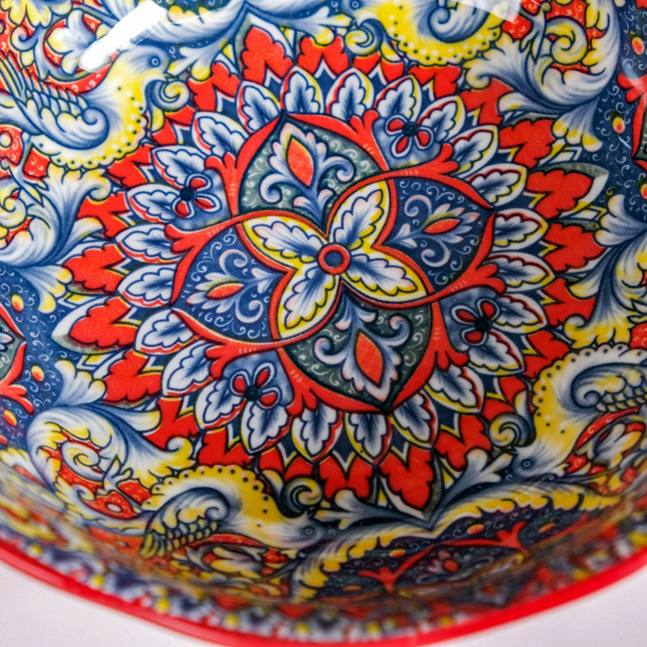 Mandala Melange Ceramic Serving Bowl Red 1500ml - Image 6