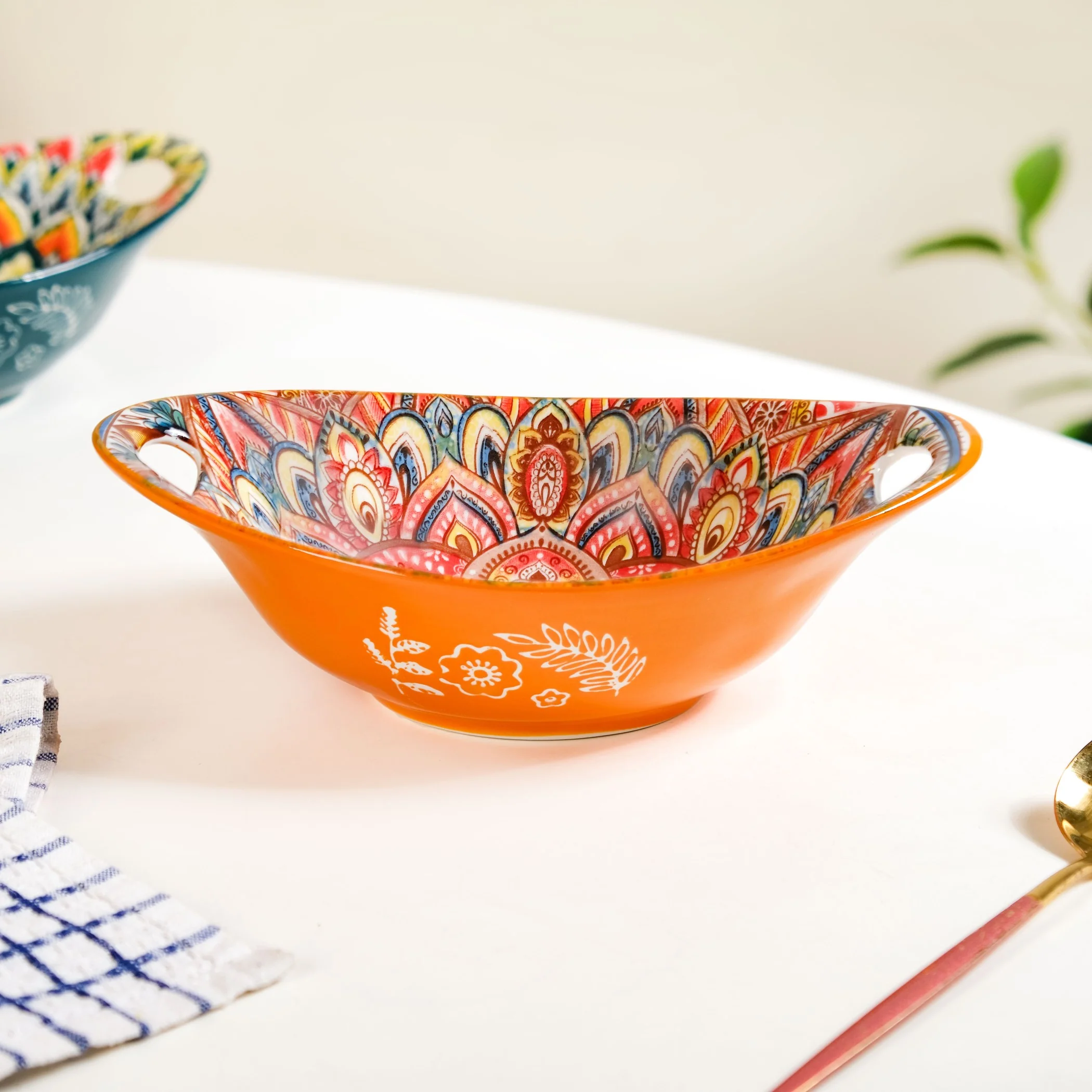 Mandala Melange Ceramic Serving Platter Orange 400ml