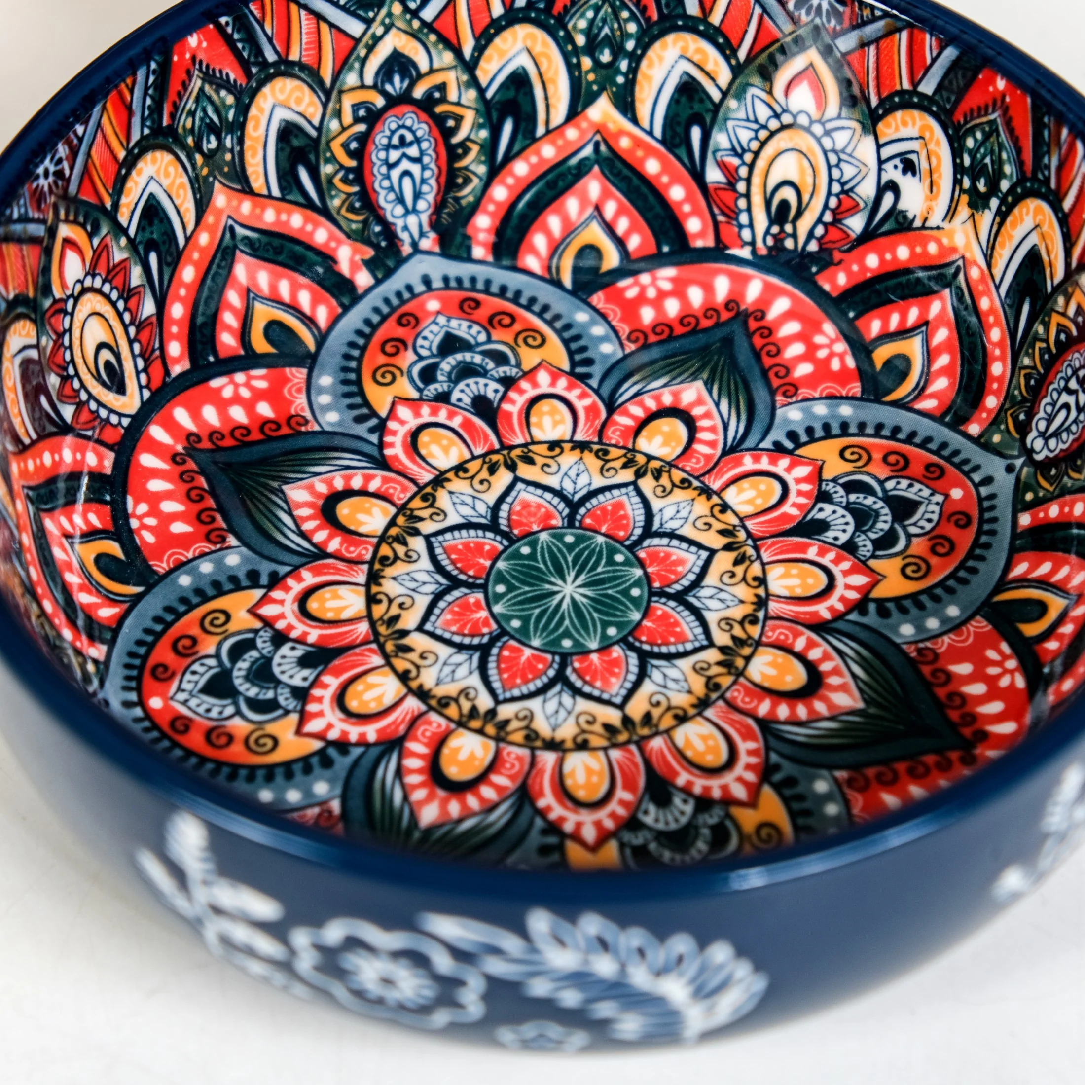 Mandala Melange Dish Bowl With Handle Blue 600ml - Image 6