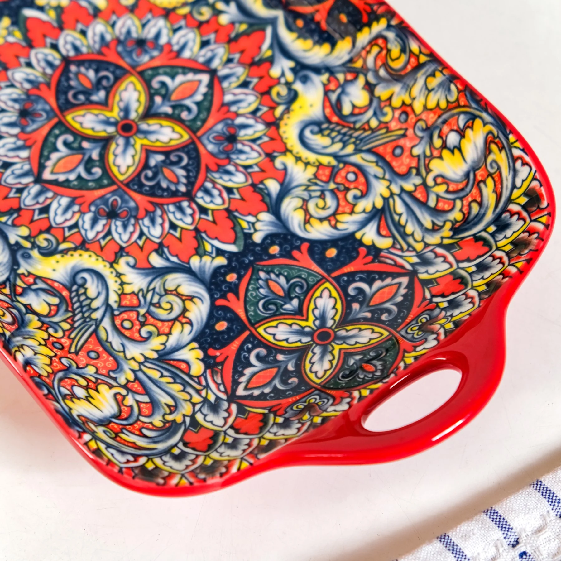 Mandala Melange Long Platter Dish Red - Image 7