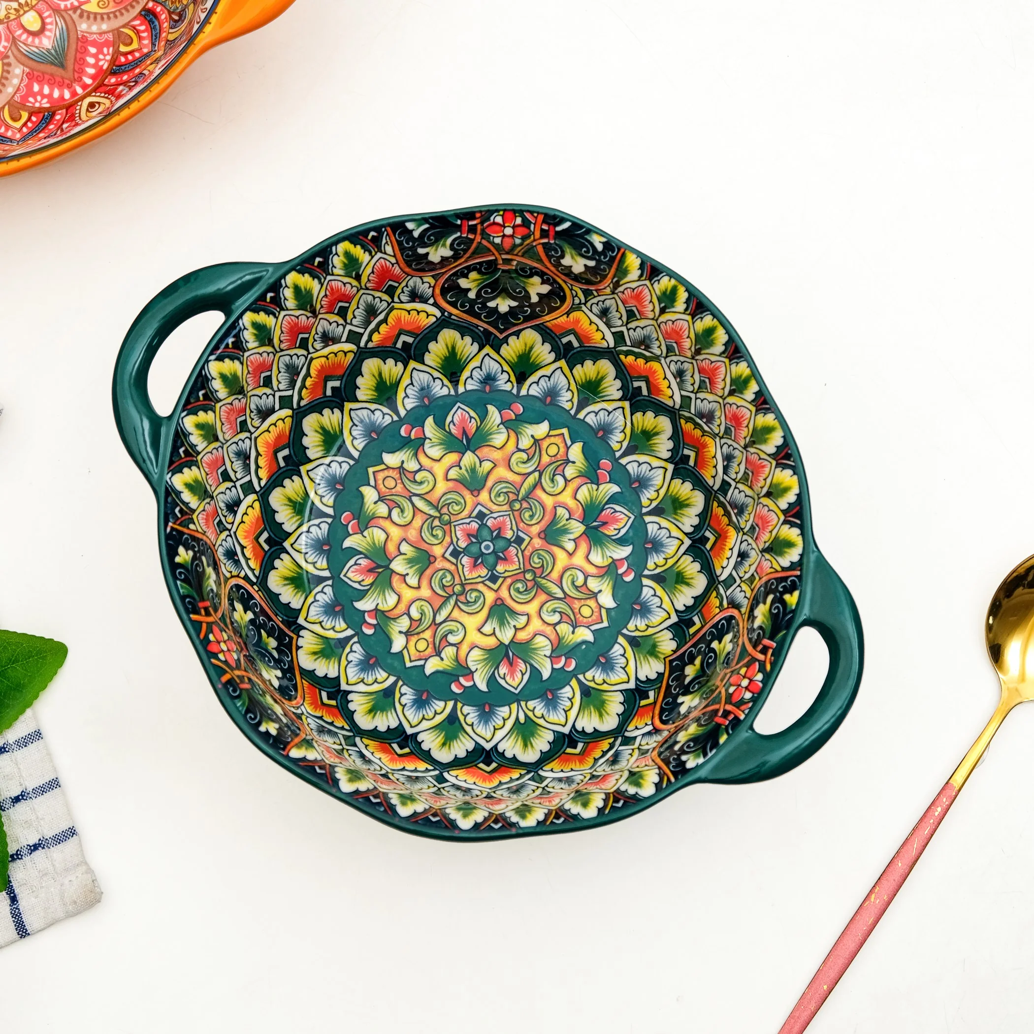 Mandala Melange Serving Bowl Green 1500ml - Image 2