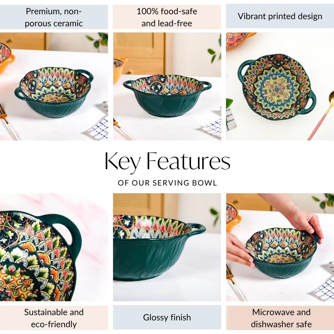 Mandala Melange Serving Bowl Green 1500ml - Image 5