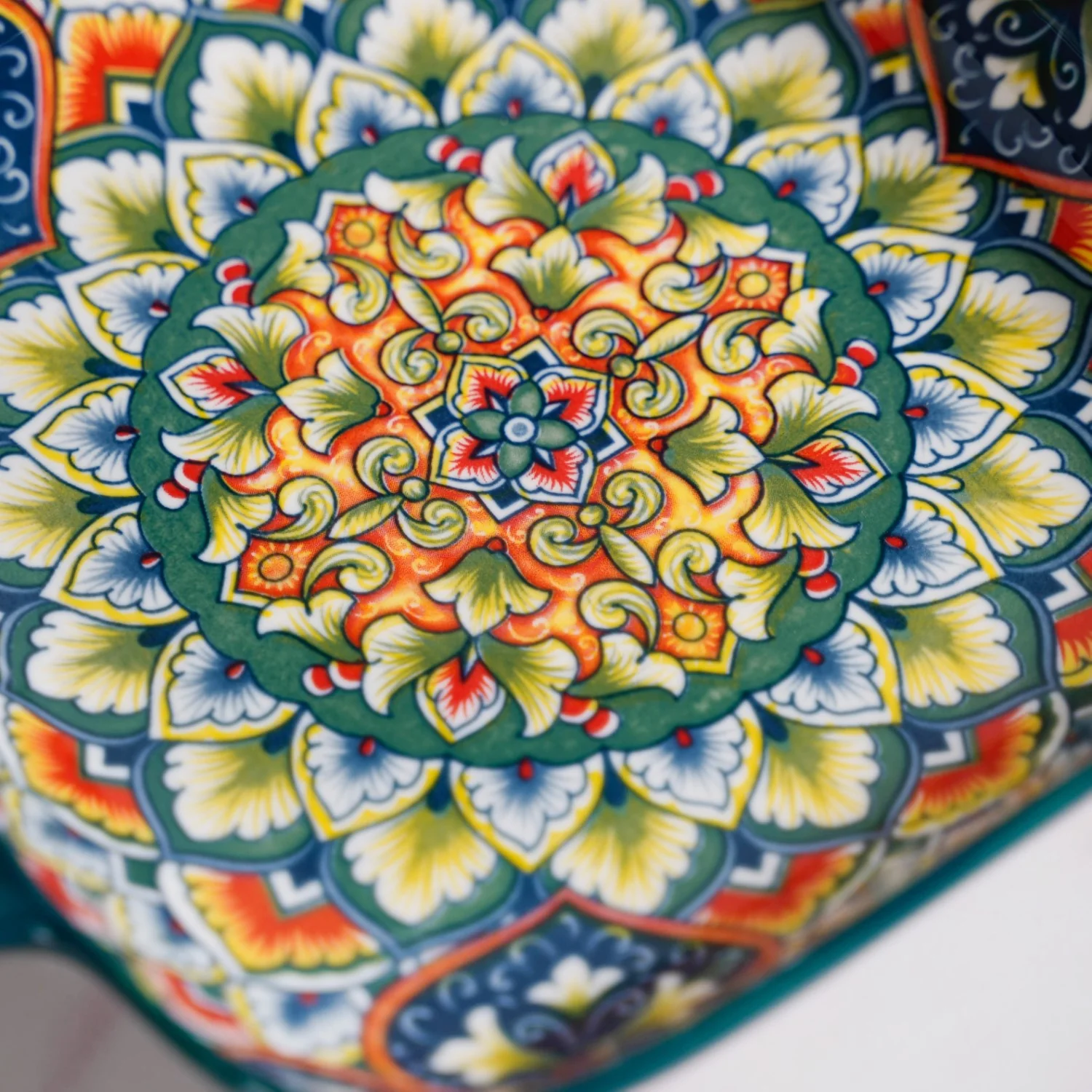 Mandala Melange Serving Platter With Handle Green - Image 5