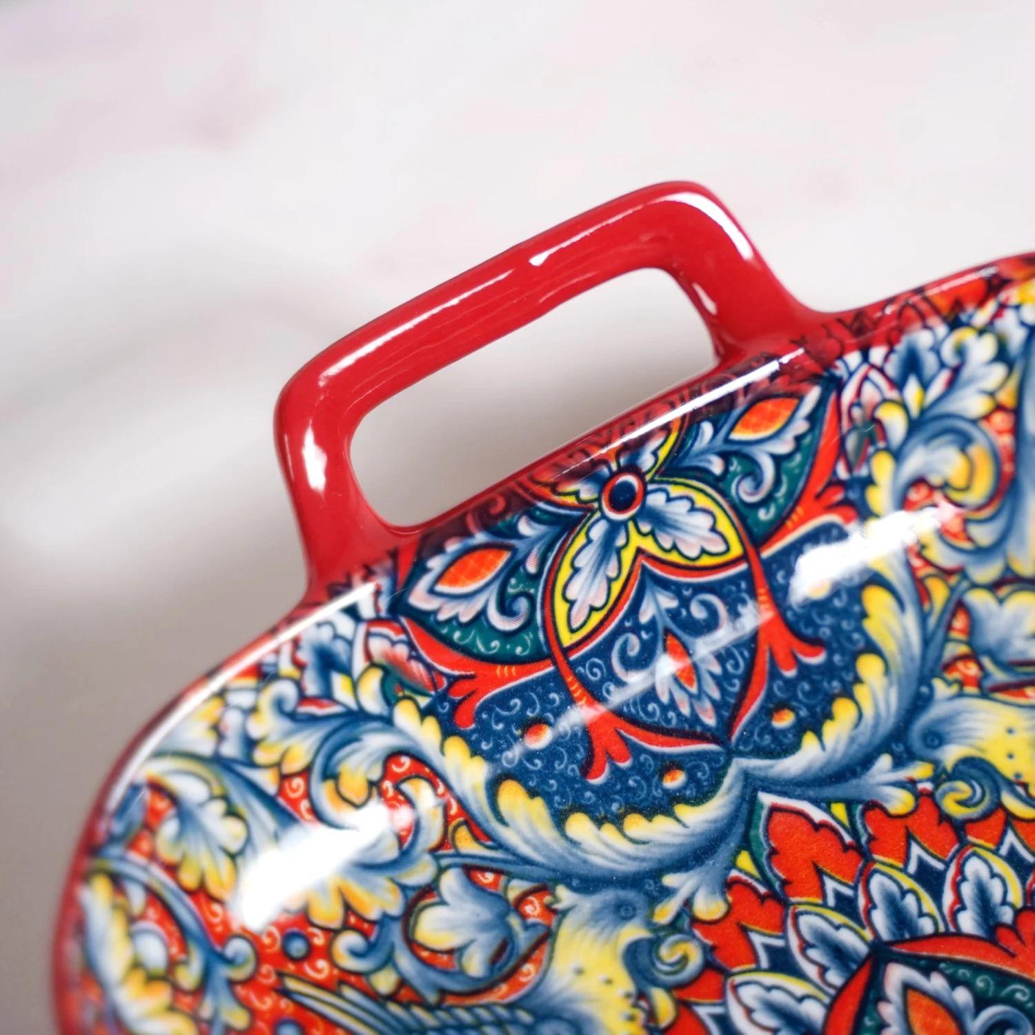 Mandala Melange Serving Platter With Handle Red - Image 6