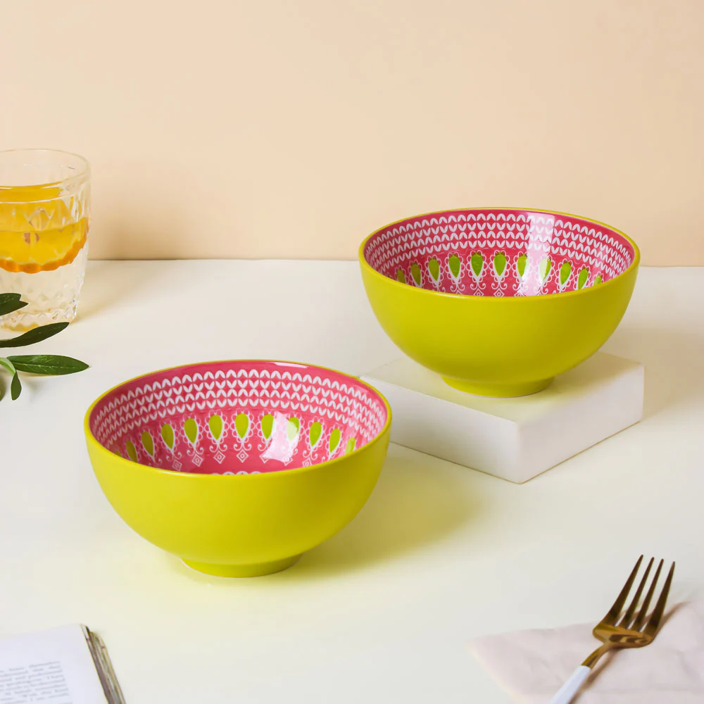 Mandala Pop Snack Bowl Green 400ml Set Of 2