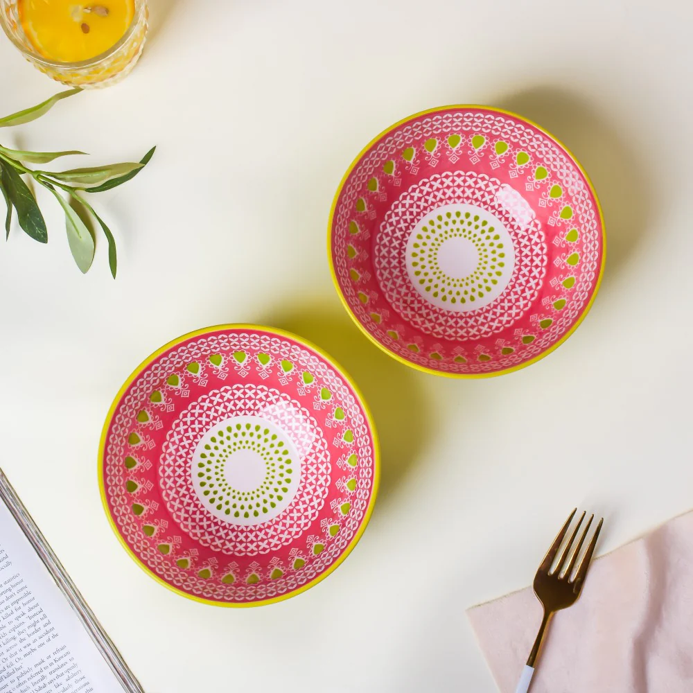 Mandala Pop Snack Bowl Green 400ml Set Of 2 - Image 2