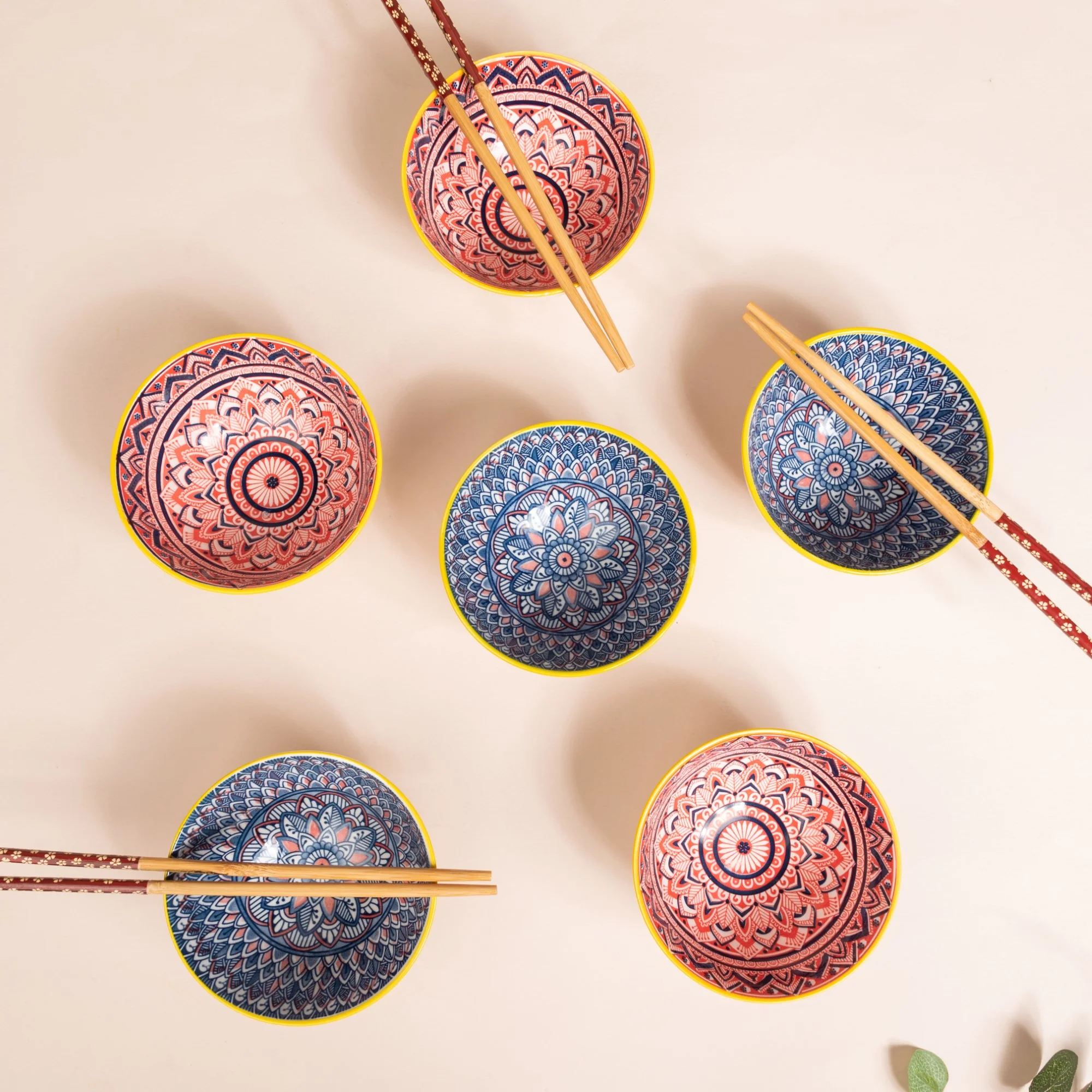 Mandala Snack Bowls And Chopsticks Gift Hamper Set of 6 - Image 3