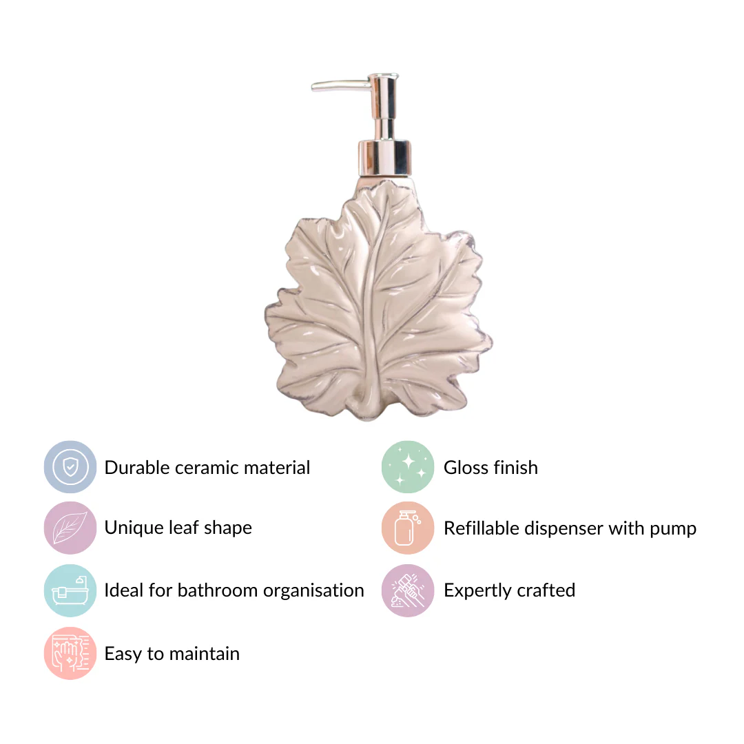 Maple Leaf Liquid Dispenser Ceramic Beige - Image 4