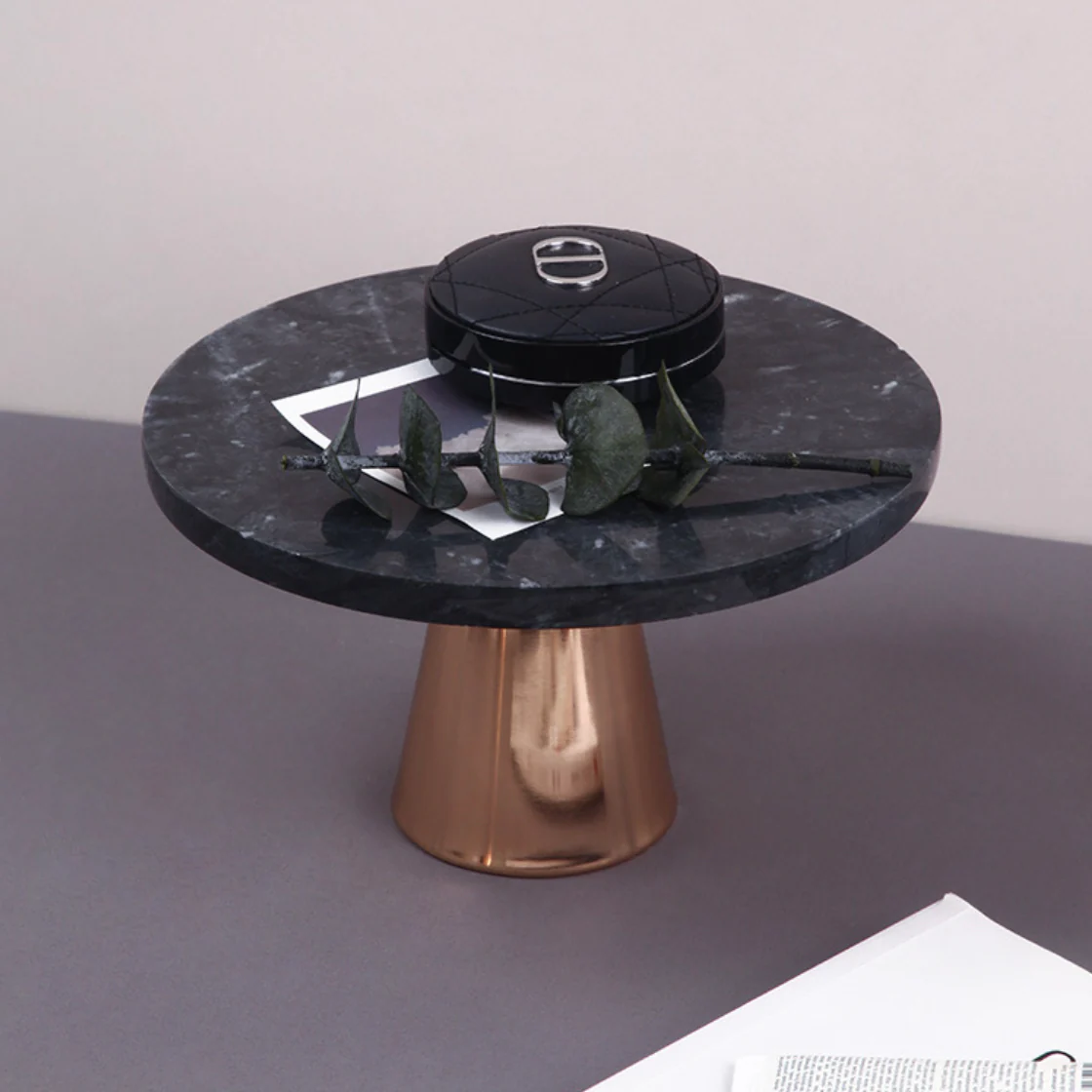 Marble and Metal Cake Stand 8 inch