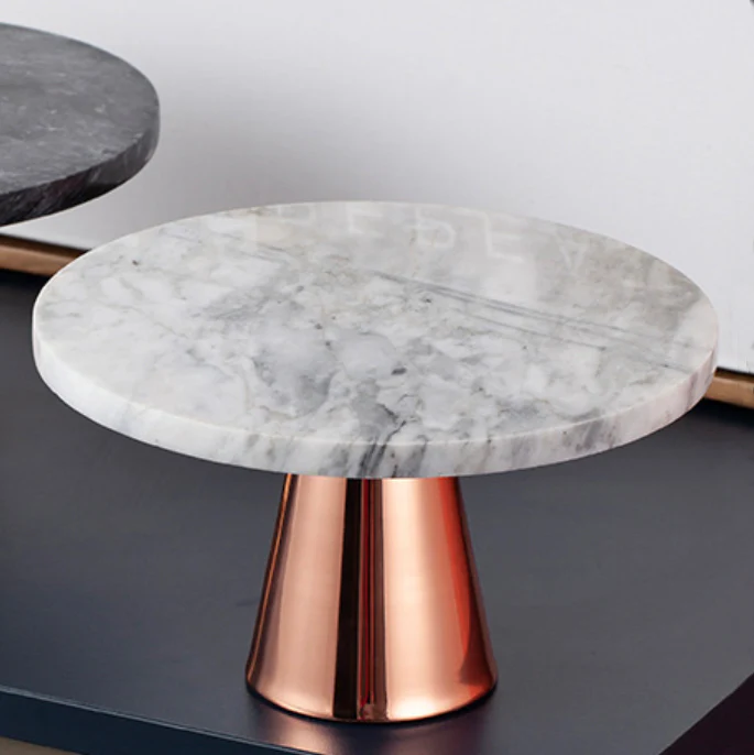 Marble and Metal Cake Stand 8 inch - Image 2