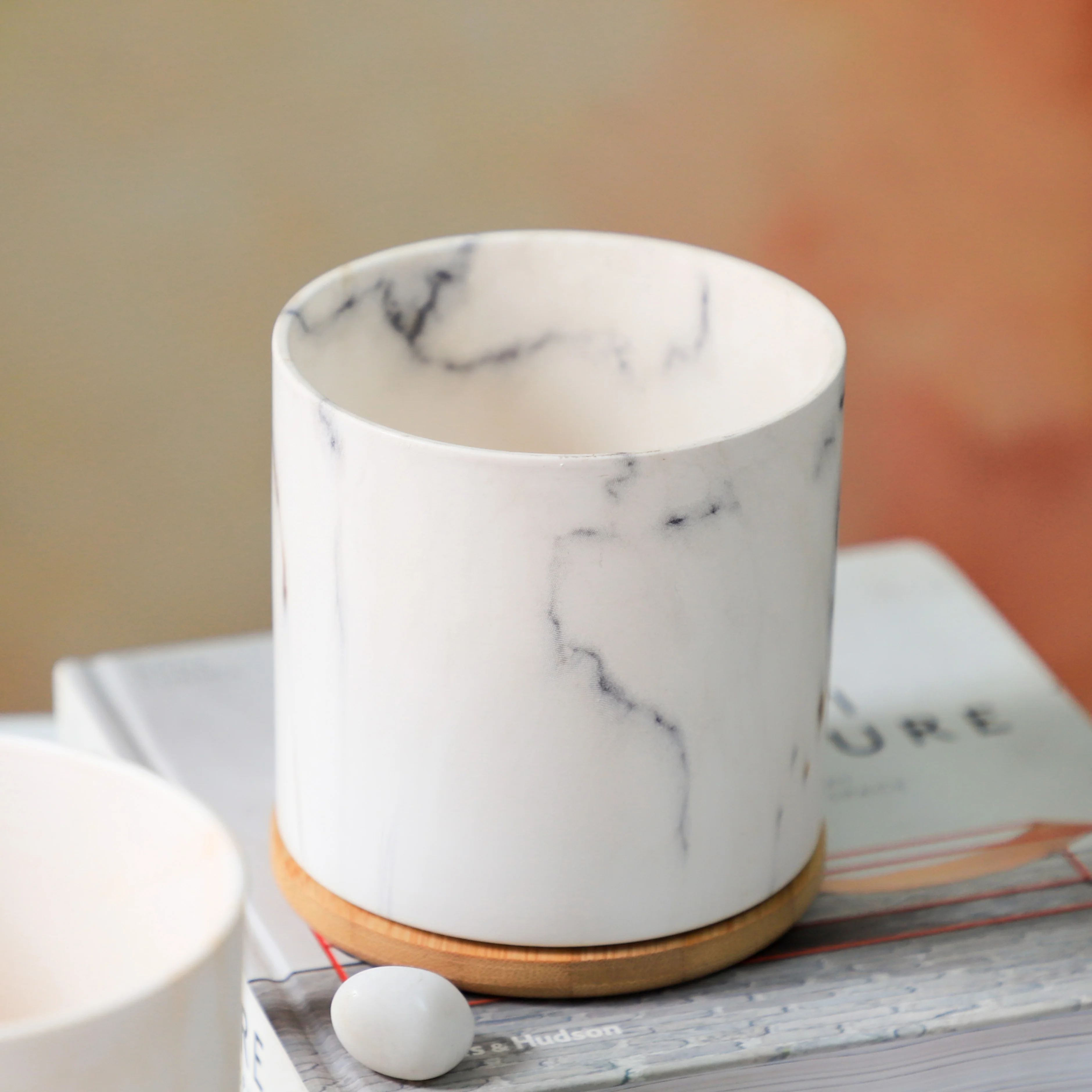 Marble Aura Planter Pot With Coaster Set Of 2 - Image 10