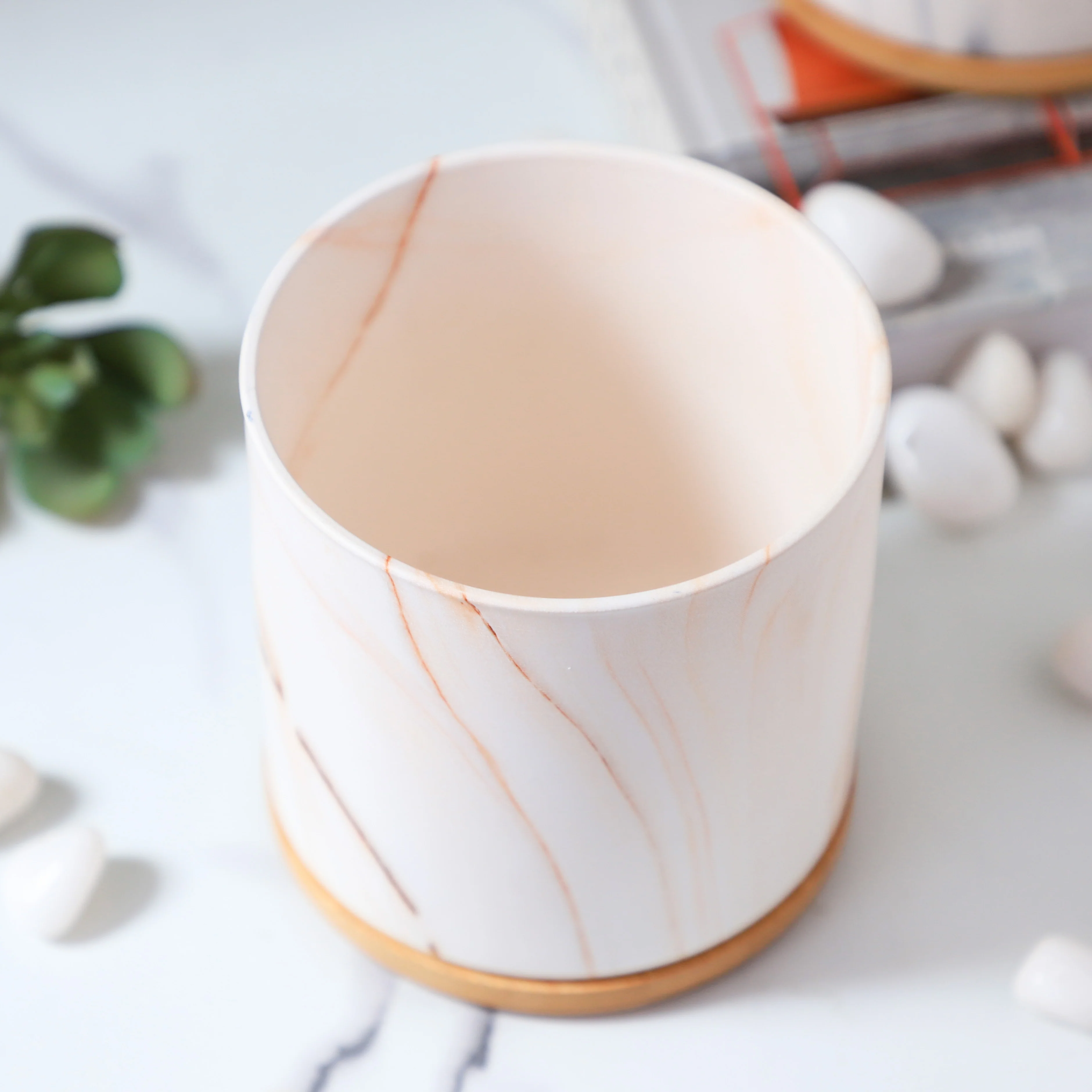 Marble Aura Planter Pot With Coaster Set Of 2 - Image 5