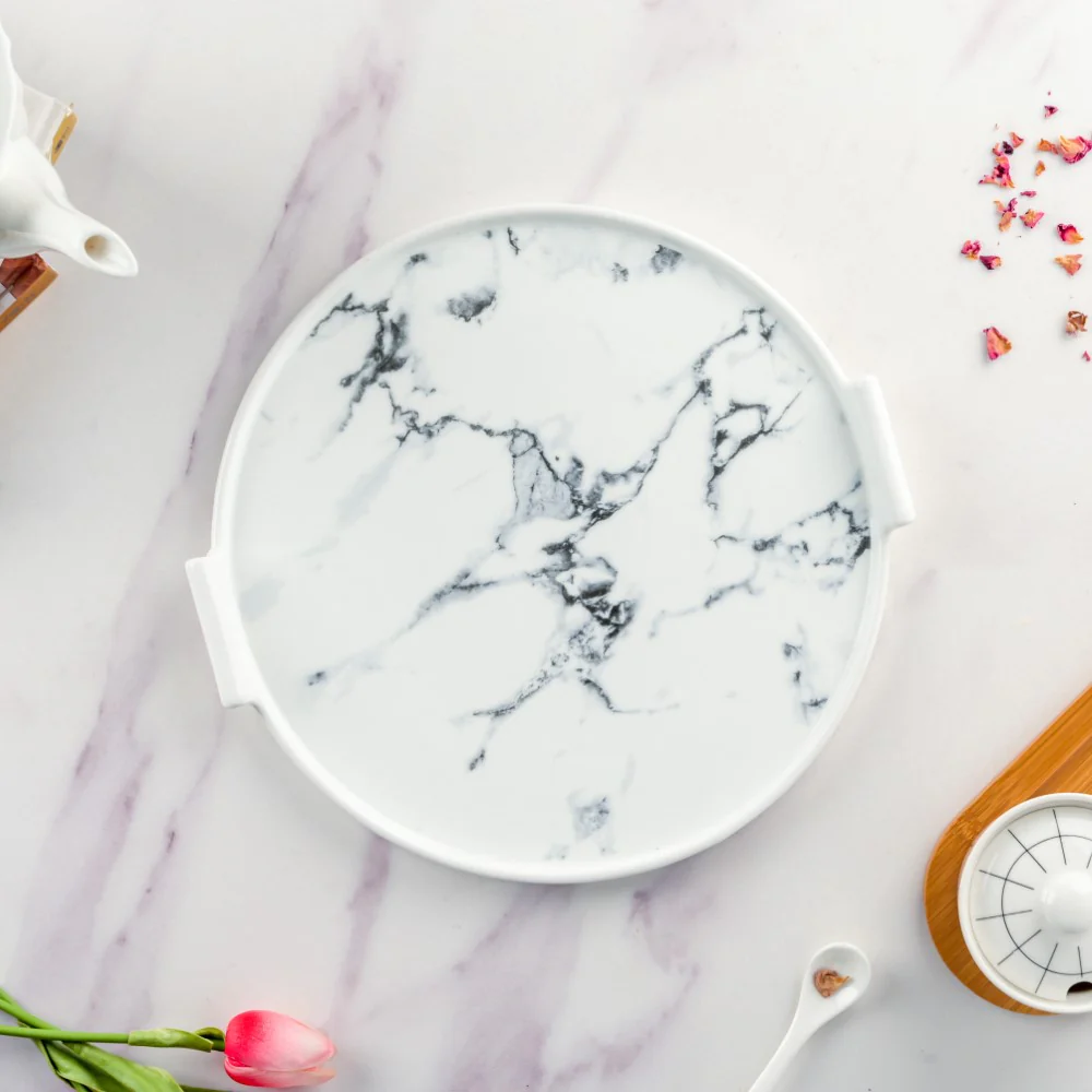Marble Cake Plate With Cover 11.5 Inch - Image 6