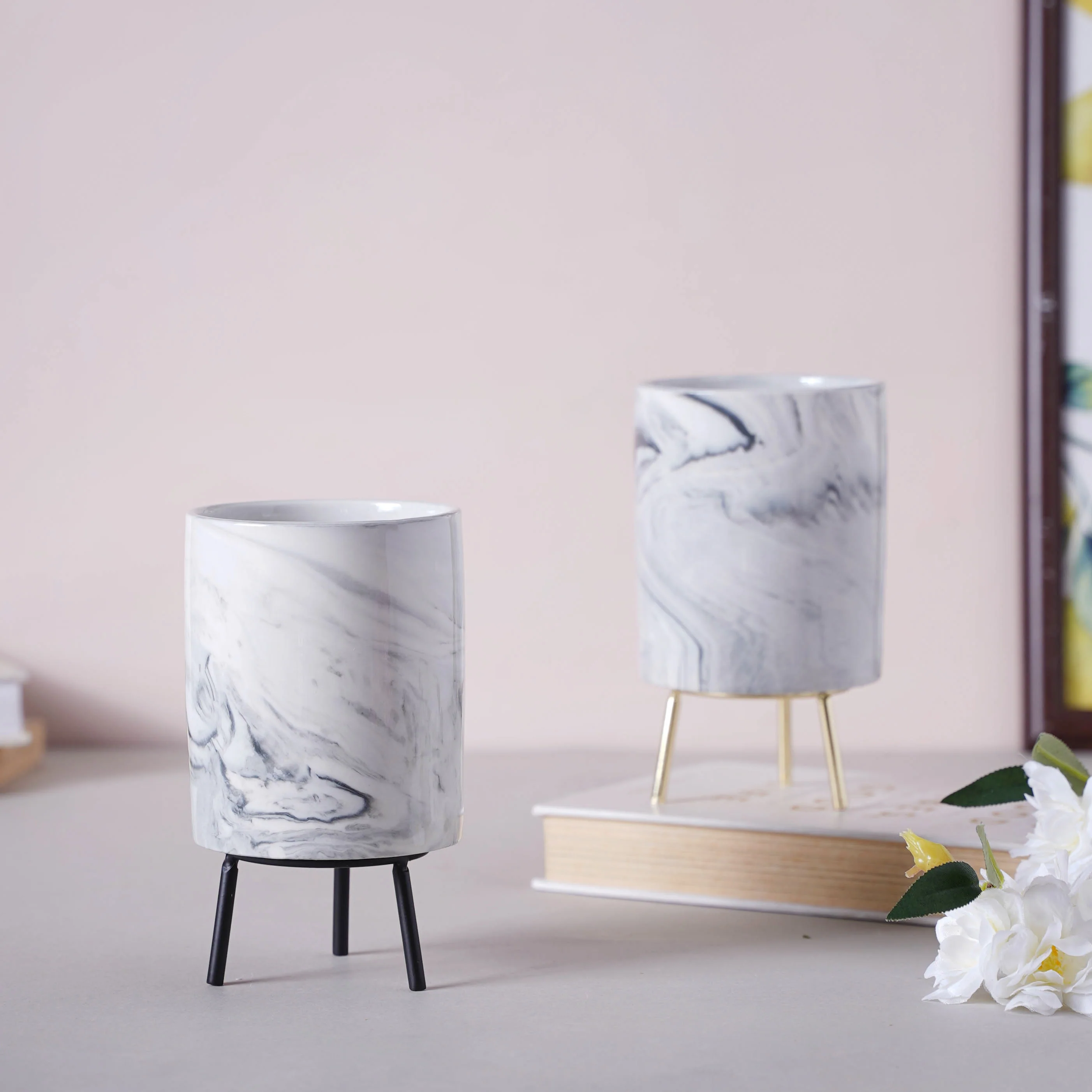 Marble Ceramic Indoor Planter- Large - Image 2