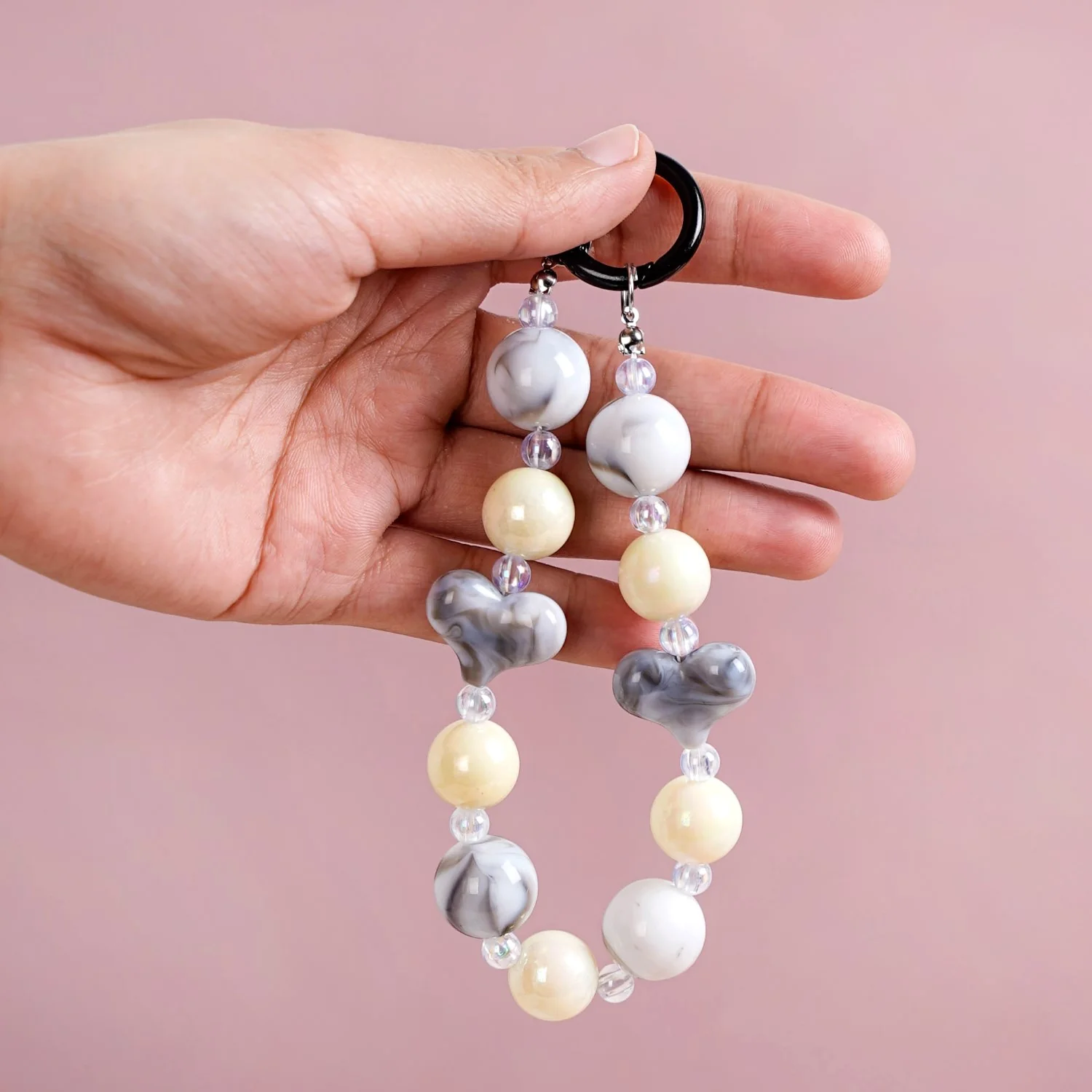 Marble Design Beaded Charms Keychain - Image 2