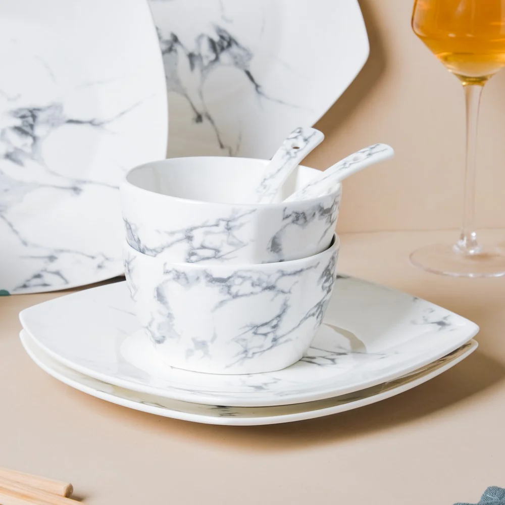 Marble 16 Piece Pasta Snack Set For 4 - Image 2