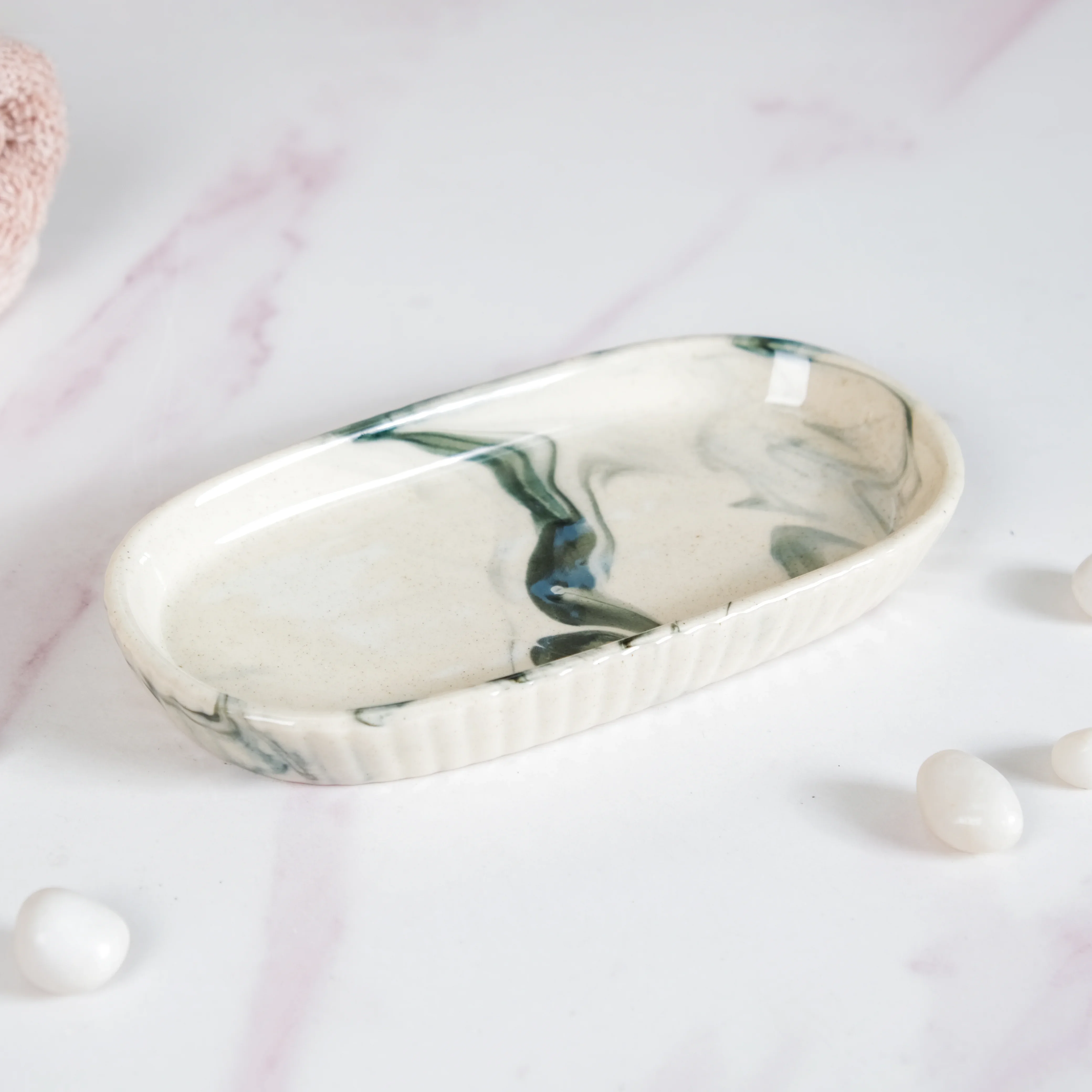 Marble Pattern Ceramic Bath Set Of 3 - Image 11