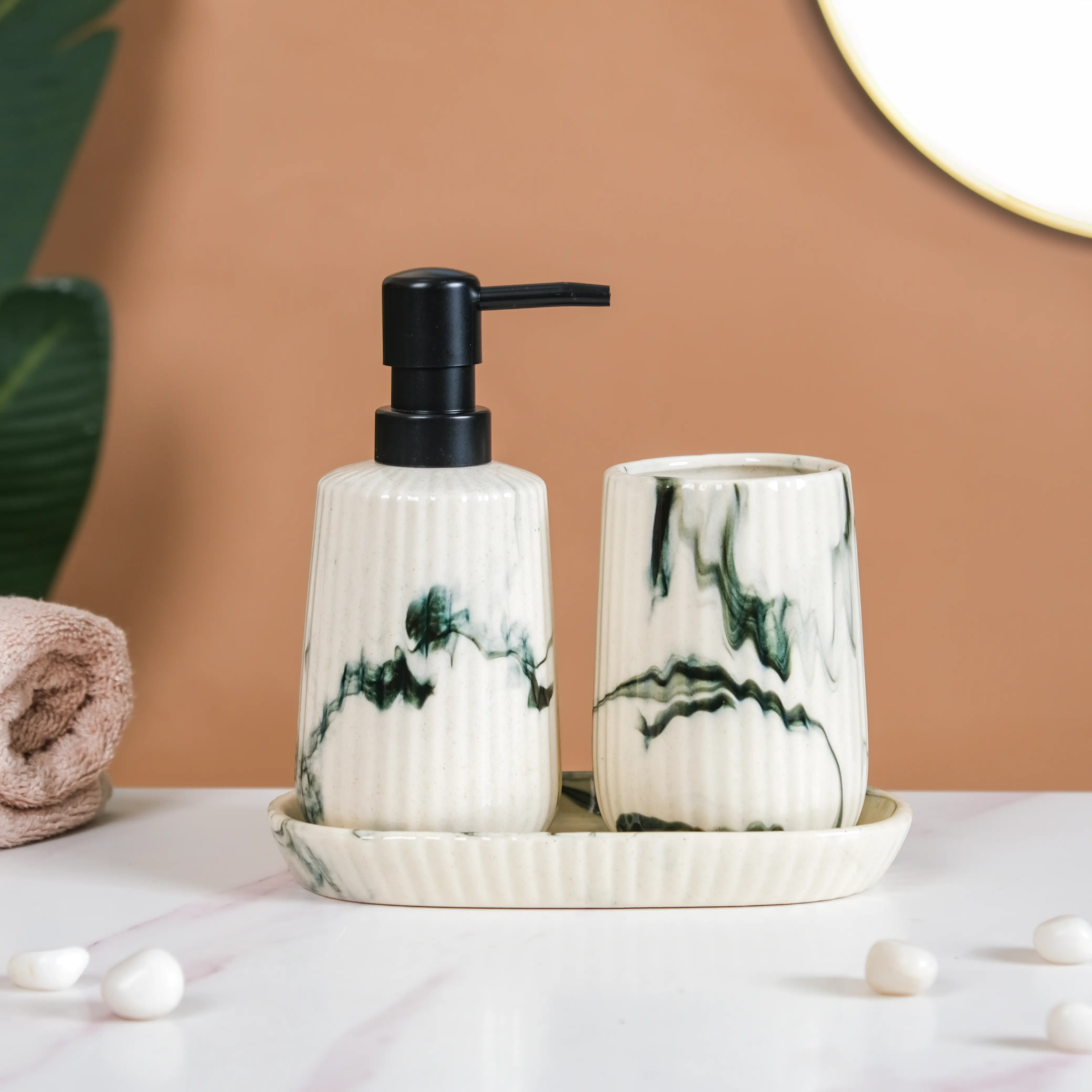 Marble Pattern Ceramic Bath Set Of 3 - Image 16