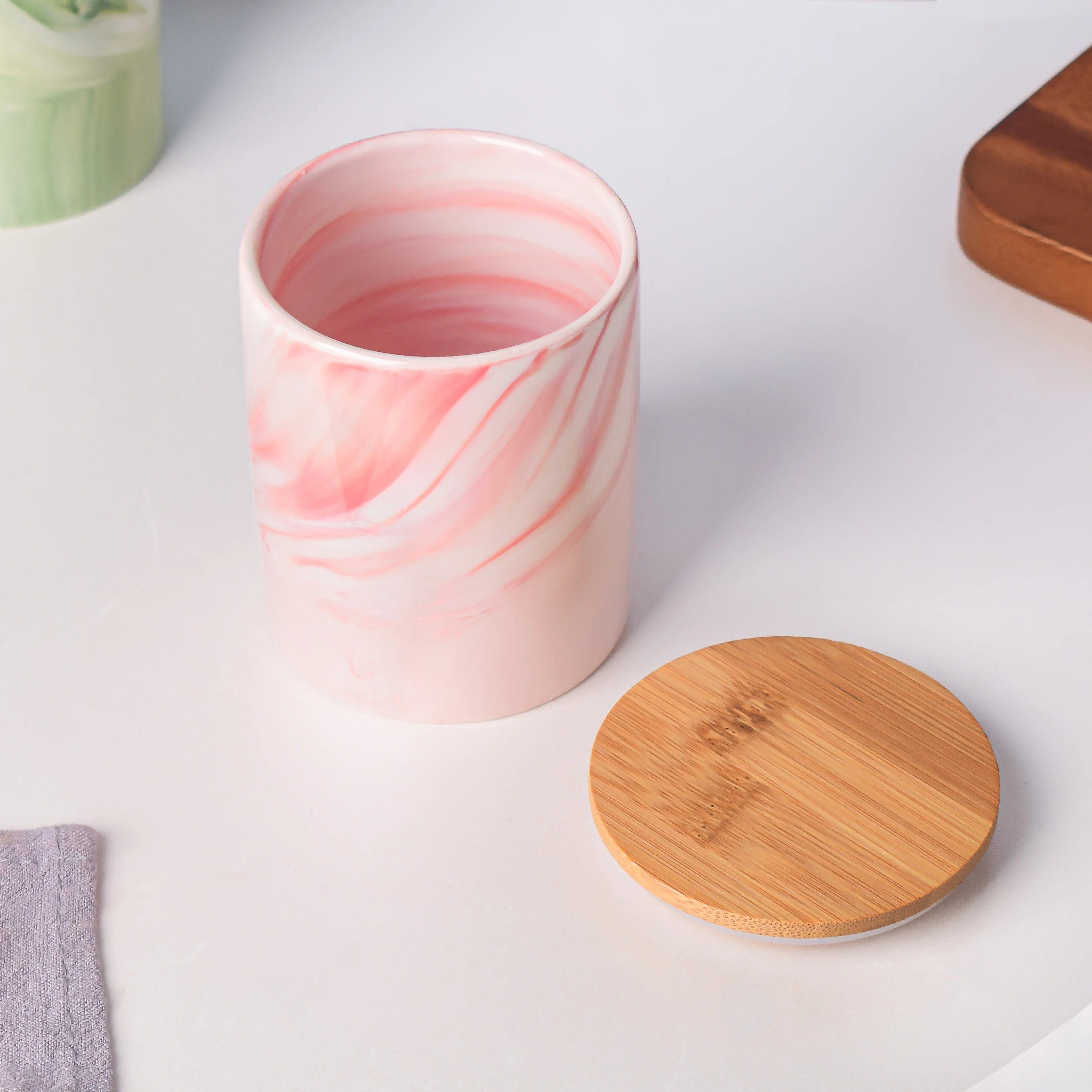 Marble Pink Jar with Lid - Image 4