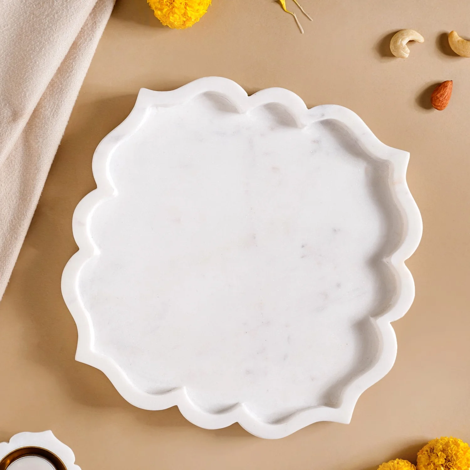 Marble Stone Platter With Mehrab Design 10 Inch - Image 6
