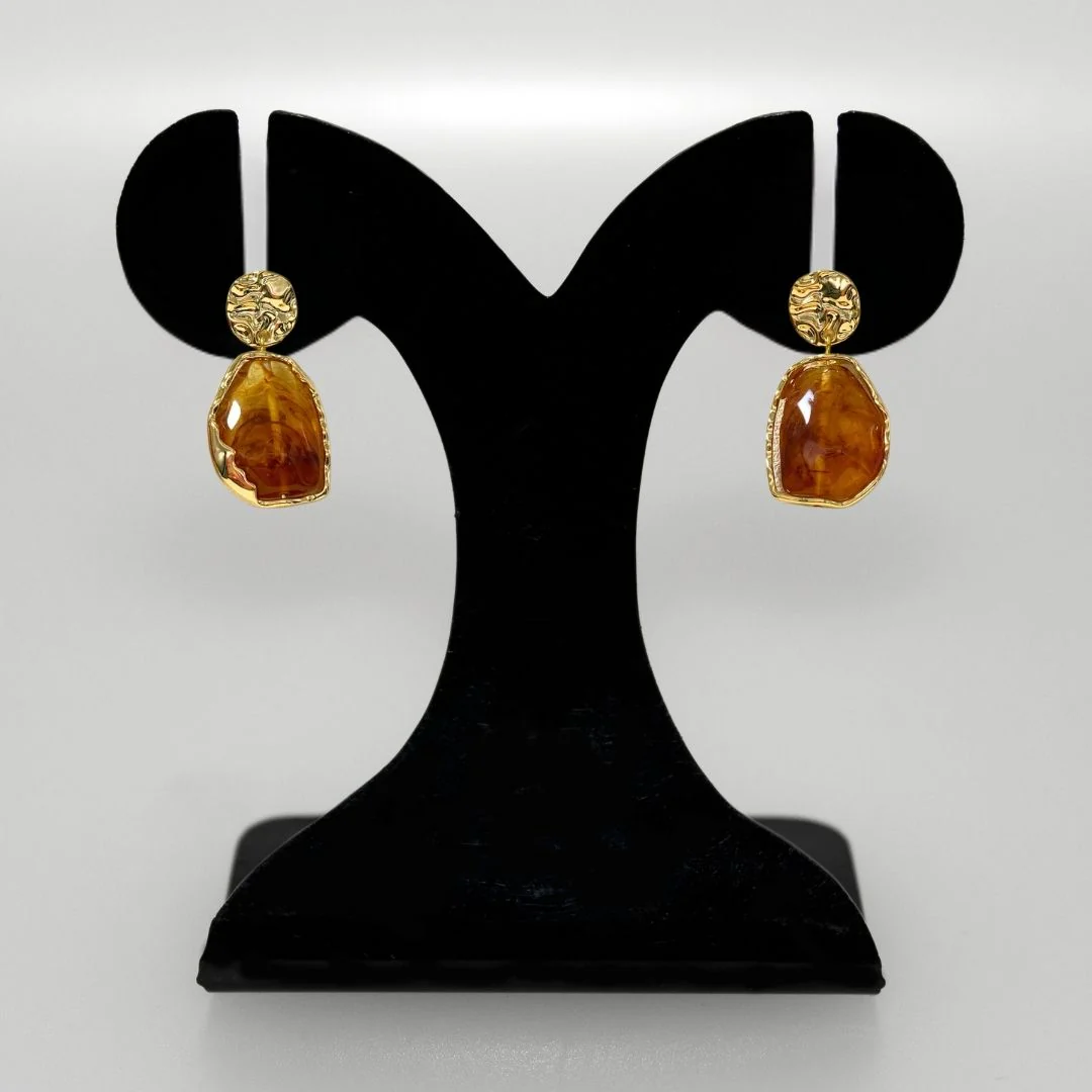 Marble Veil Dangle Earrings Amber - Image 6