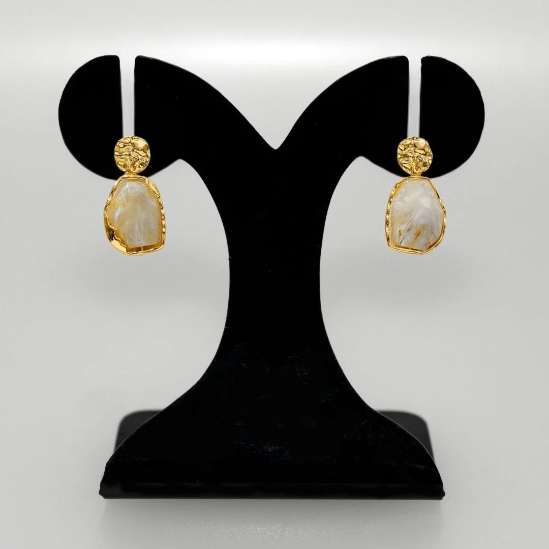 Marble Veil Dangle Earrings White - Image 6