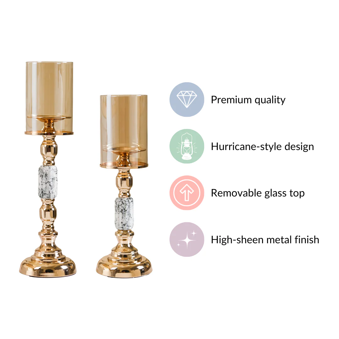 Marble Vintage Candle Holders Set Of 2 - Image 4
