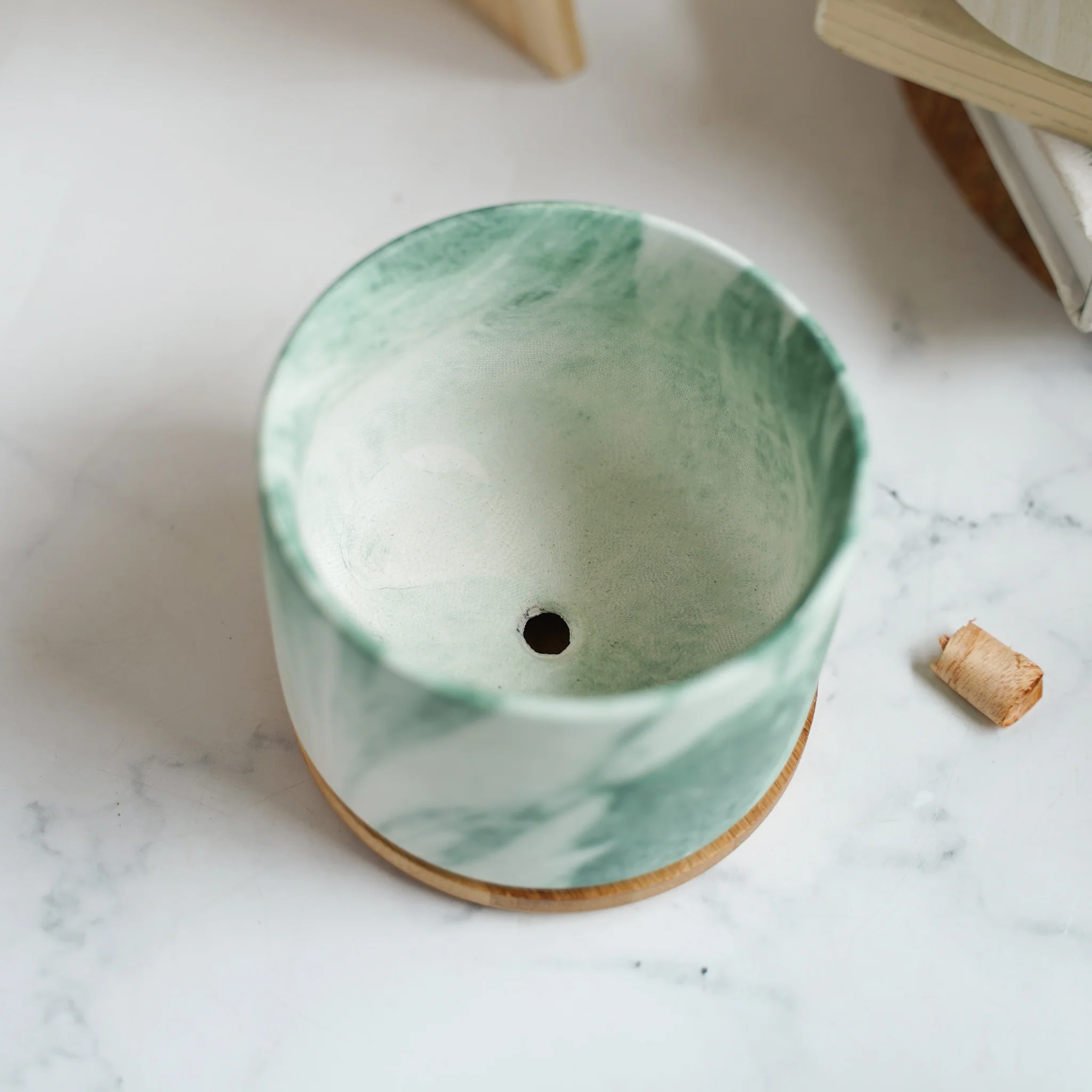 Marbleous Ceramic Flower Planter With Coaster Set Of 4 - Image 9
