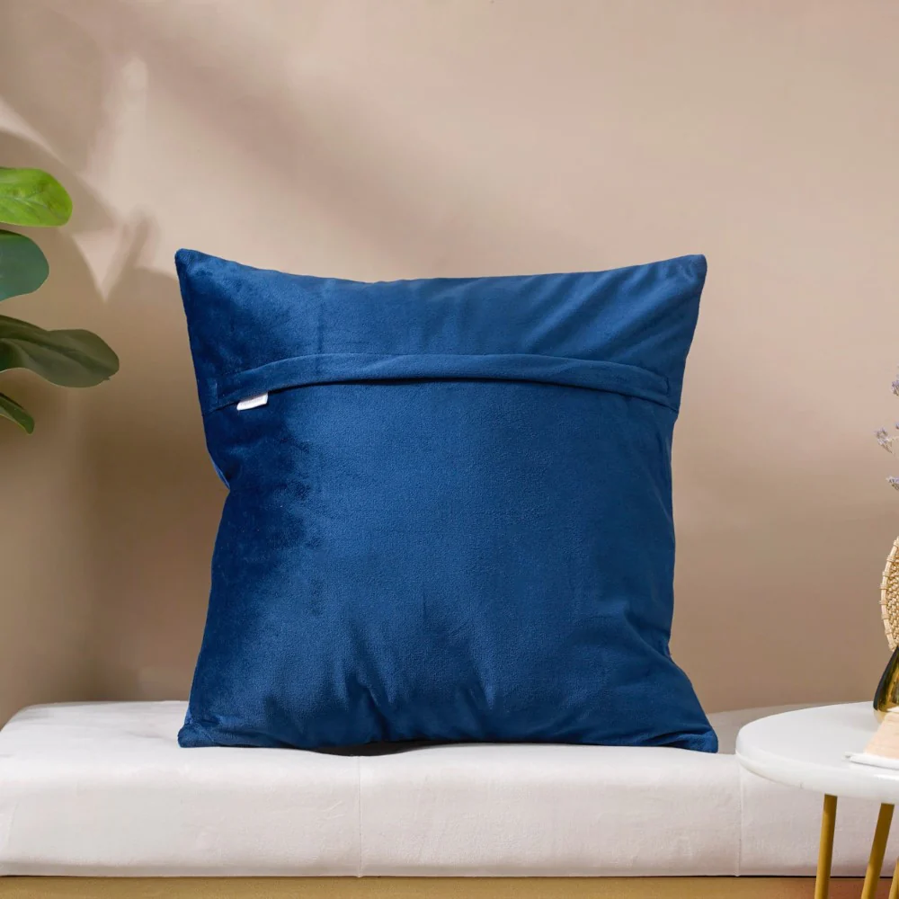 Marilee Blue Quilted Velvet Cushion Cover 16 x 16 Inch - Image 10