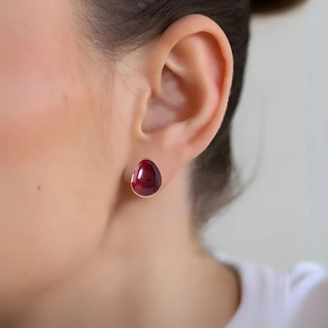 Maroon And Gold Studs - Image 2