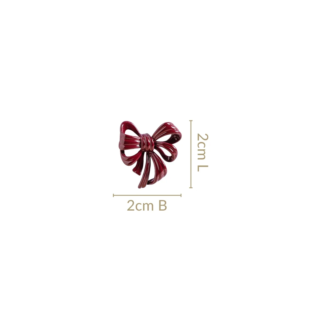 Maroon Bow Drop Earrings - Image 3
