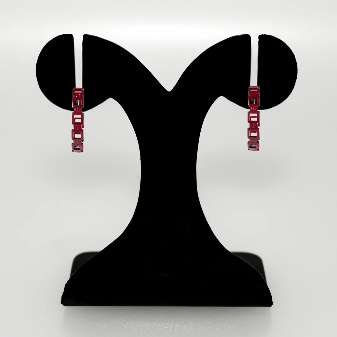 Maroon Chain Link Design Hoops - Image 6
