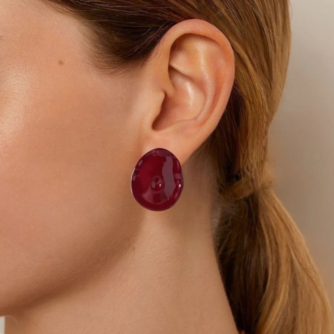 Maroon Hammered Studs - Image 2