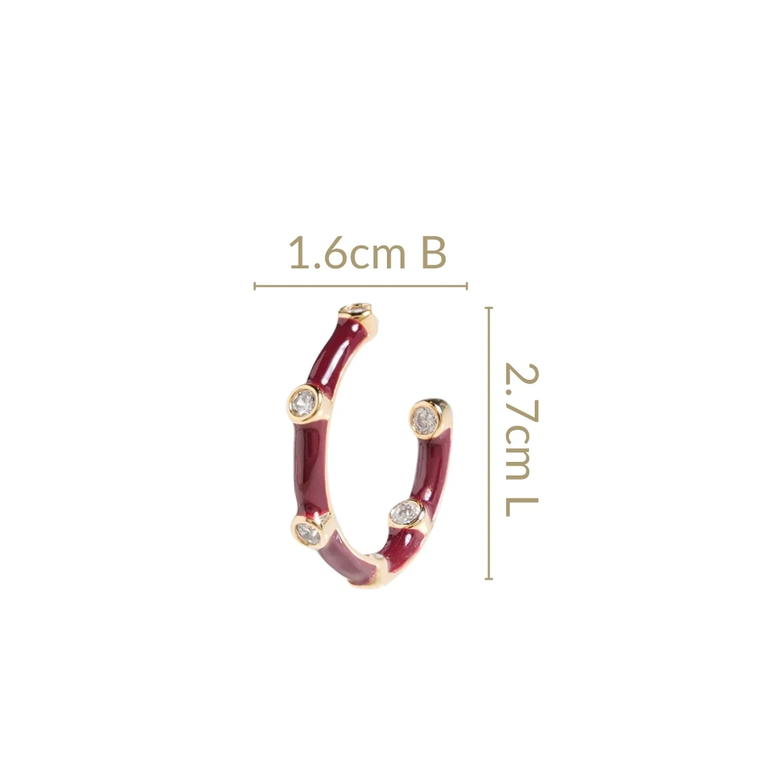 Maroon Studded Hoops - Image 3