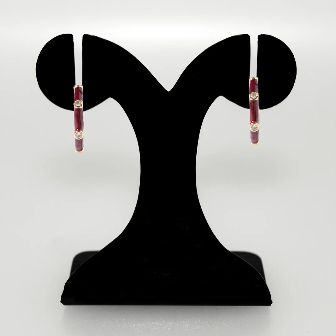 Maroon Studded Hoops - Image 6