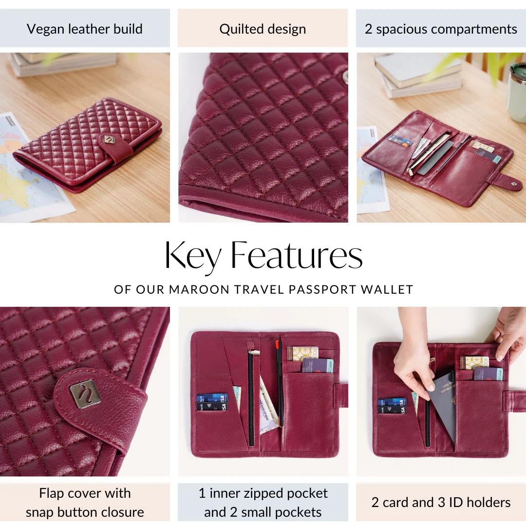 Maroon Travel Passport Wallet - Image 5